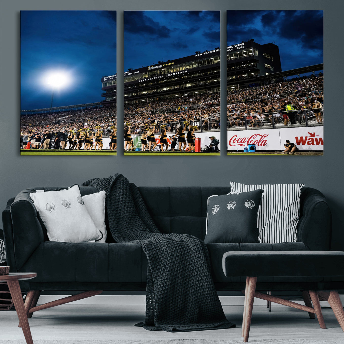 40217-MGV-CV-60X30-3P-UCF Knights Football Team Print - Orlando FBC Mortgage Stadium Wall Art Canvas Print