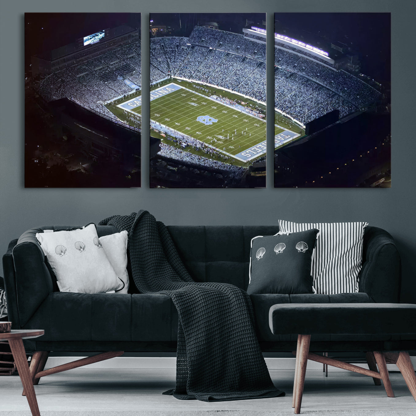 88375-MGV-CV-60X30-3P-University of North Carolina Tar Heels Football Team Print - Chapel Hill Kenan Memorial Stadium