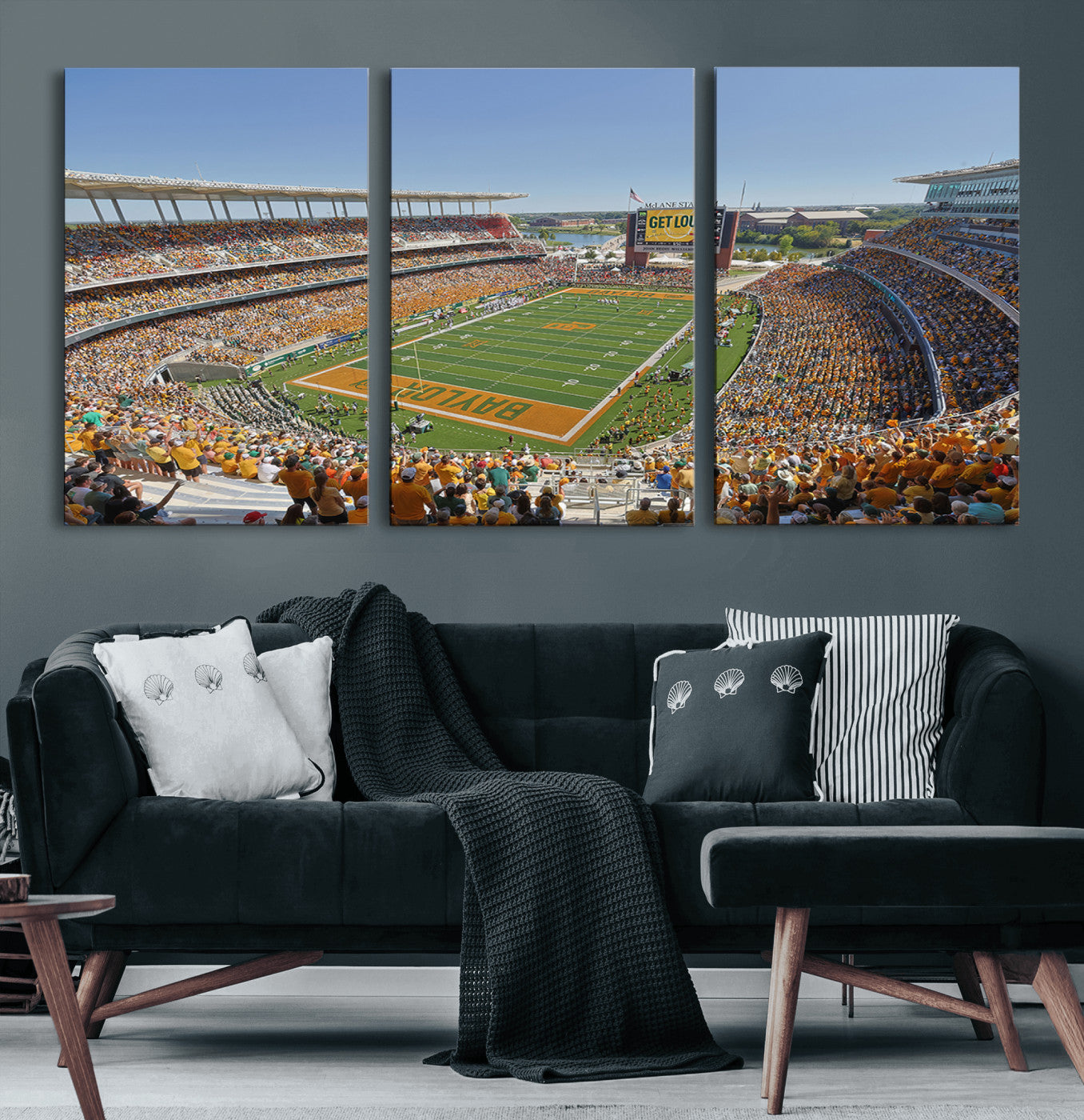 49912-MGV-CV-60X30-3P-Baylor University Bears Football Team Print - Waco McLane Stadium Wall Art Canvas Print
