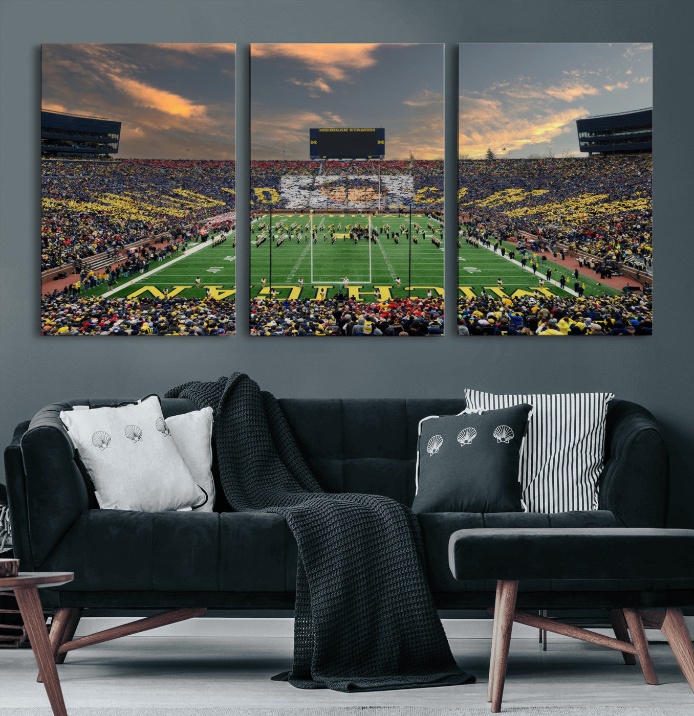 81843-MGV-CV-60X30-3P-University of Michigan Wolverines Print Canvas, Football Team Print - Ann Arbor Michigan Stadium