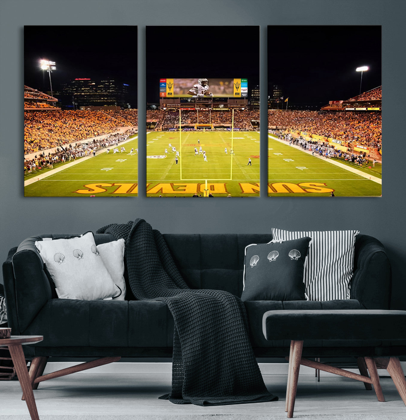 87612-MGV-CV-60X30-3P-ASU Sun Devils Football Team Print - Phoenix Mountain America Stadium Canvas Print