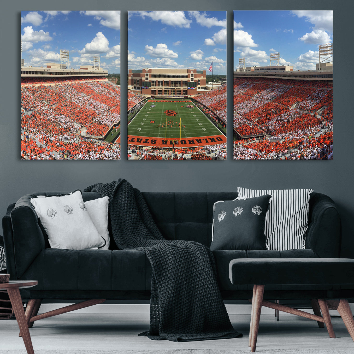65192-MGV-CV-60X30-3P-Oklahoma State Cowboys Football Team Print - Stillwater Boone Pickens Stadium Wall Art Canvas Print