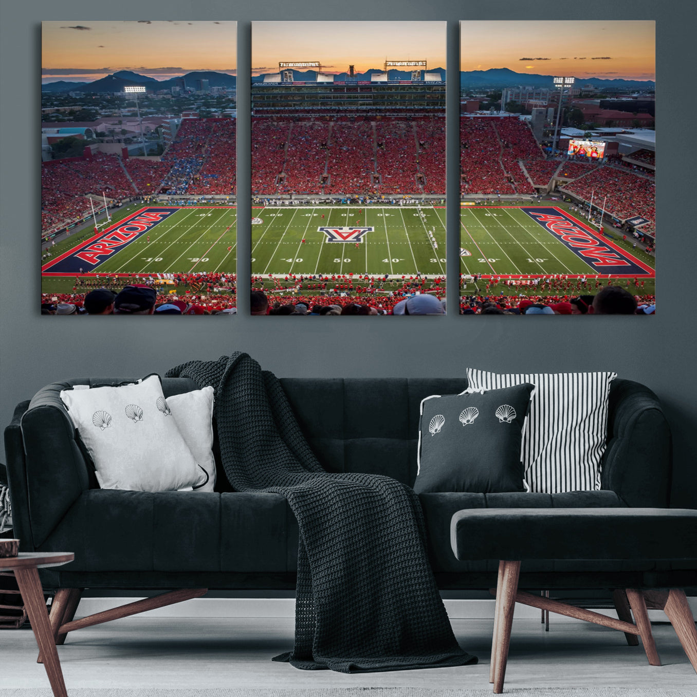 45563-MGV-CV-60X30-3P-Arizona Wildcats Football Team Print - Tucson Arizona Stadium Wall Art Canvas Print