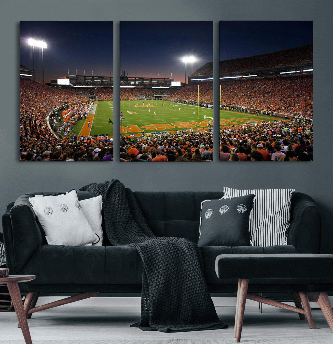 32340-MGV-CV-60X30-3P-Clemson University Tigers Art Print, Football Team Print - Clemson Memorial Stadium Wall Art Canvas