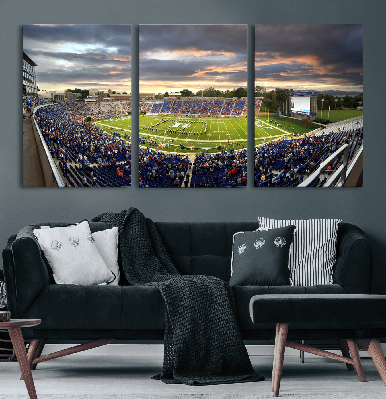 60433-MGV-CV-60X30-3P-Duke University Blue Devils Football Team Print - Durham Wallace Wade Stadium Wall Art Canvas Print