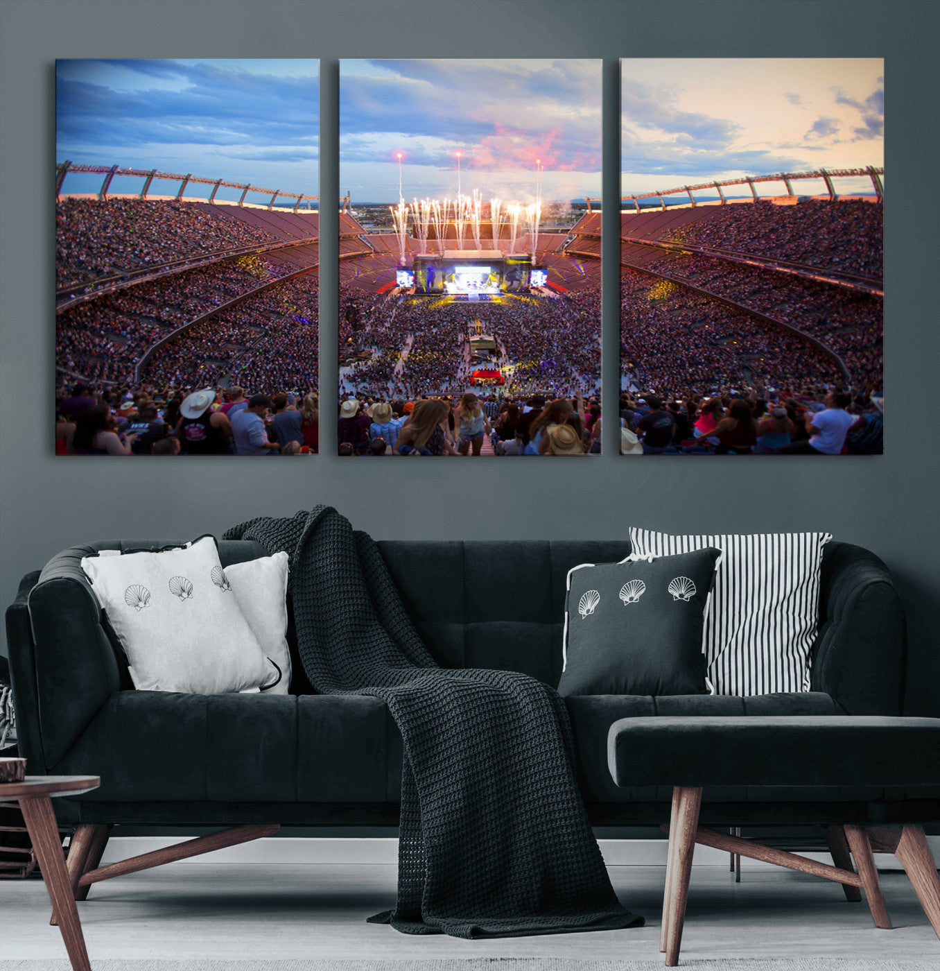 24689-MGV-CV-60X30-3P-Denver Broncos Football Team Print Canvas- Empower Field at Mile High Stadium Wall Art Canvas Print