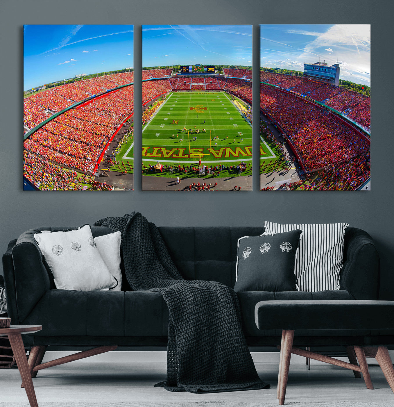 36706-MGV-CV-60X30-3P-Iowa State University Cyclones Football Team Print - Ames Jack Trice Stadium Art Canvas Print