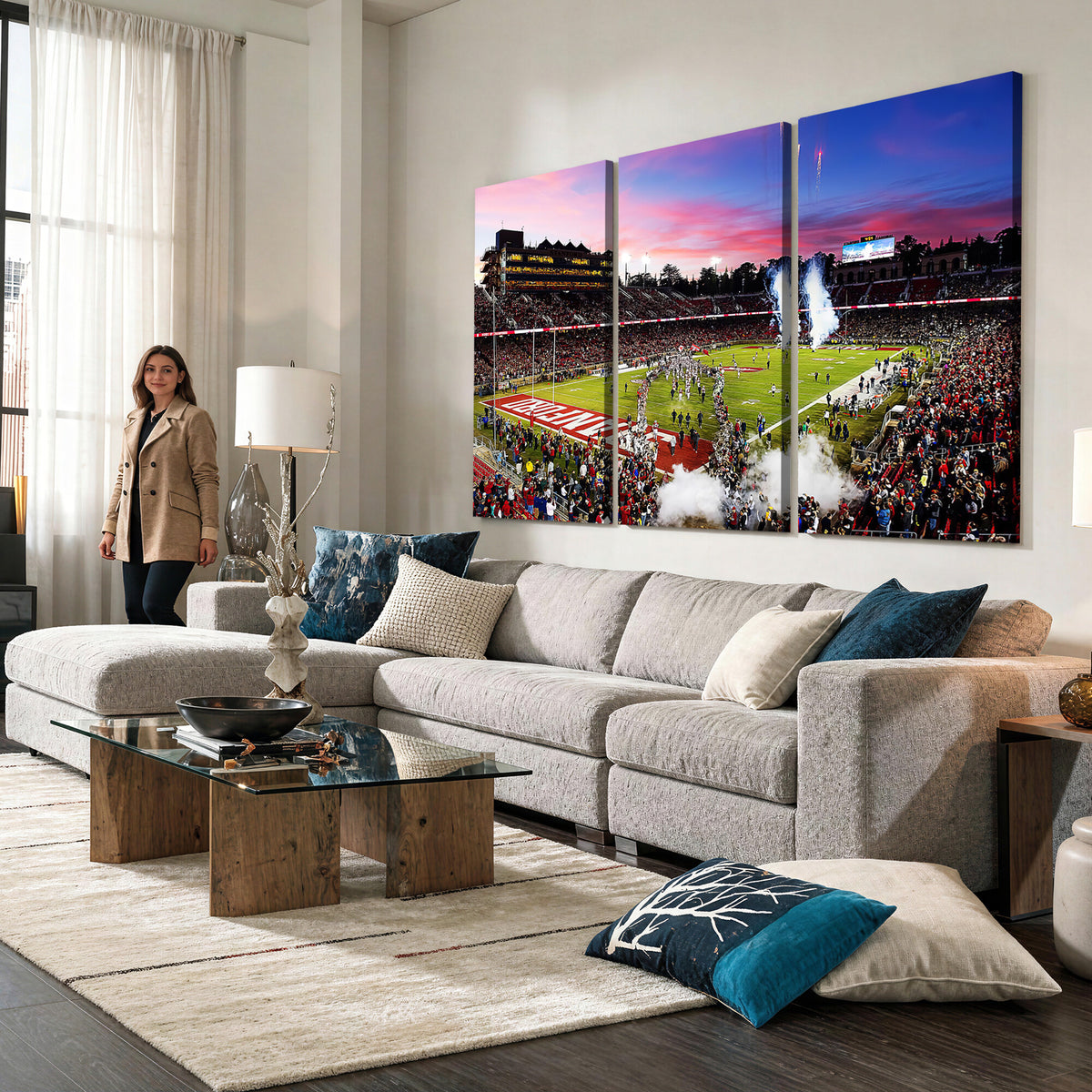 25557-PAN-FL-20X10 - Stanford University Cardinal Football Team Print - Stanford Stadium Wall Art Canvas Print