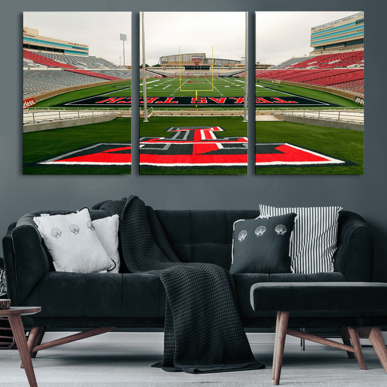 43169-MGV-CV-60X30-3P-Texas Tech Red Raiders Football Team Print - Lubbock Jones AT&T Stadium Wall Art Canvas Print