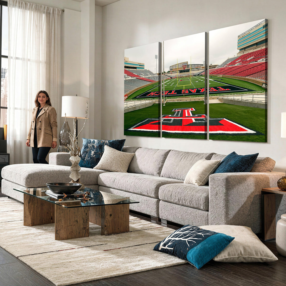 43169-PAN-FL-20X10 - Texas Tech Red Raiders Football Team Print - Lubbock Jones AT&T Stadium Wall Art Canvas Print