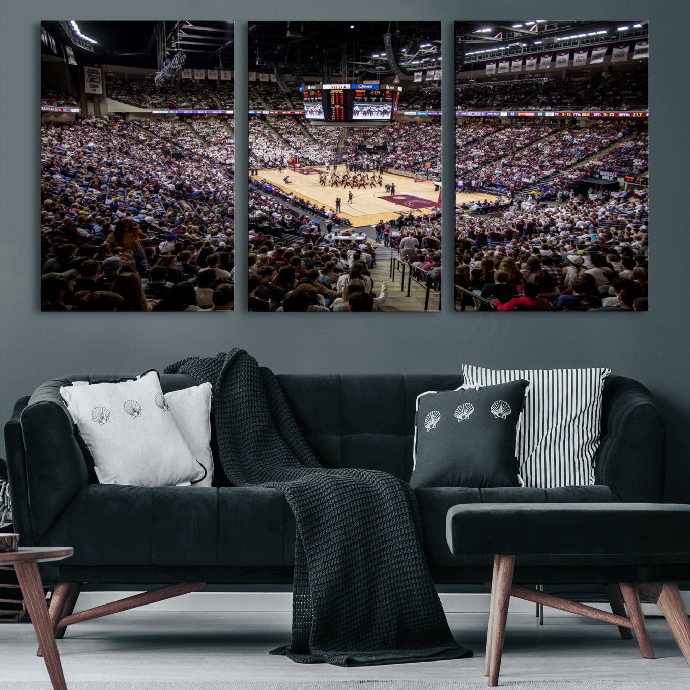 76876-MGV-CV-60X30-3P-University of Nebraska Cornhuskers Basketball Team Print - Lincoln Red Arena Wall Art Canvas Print