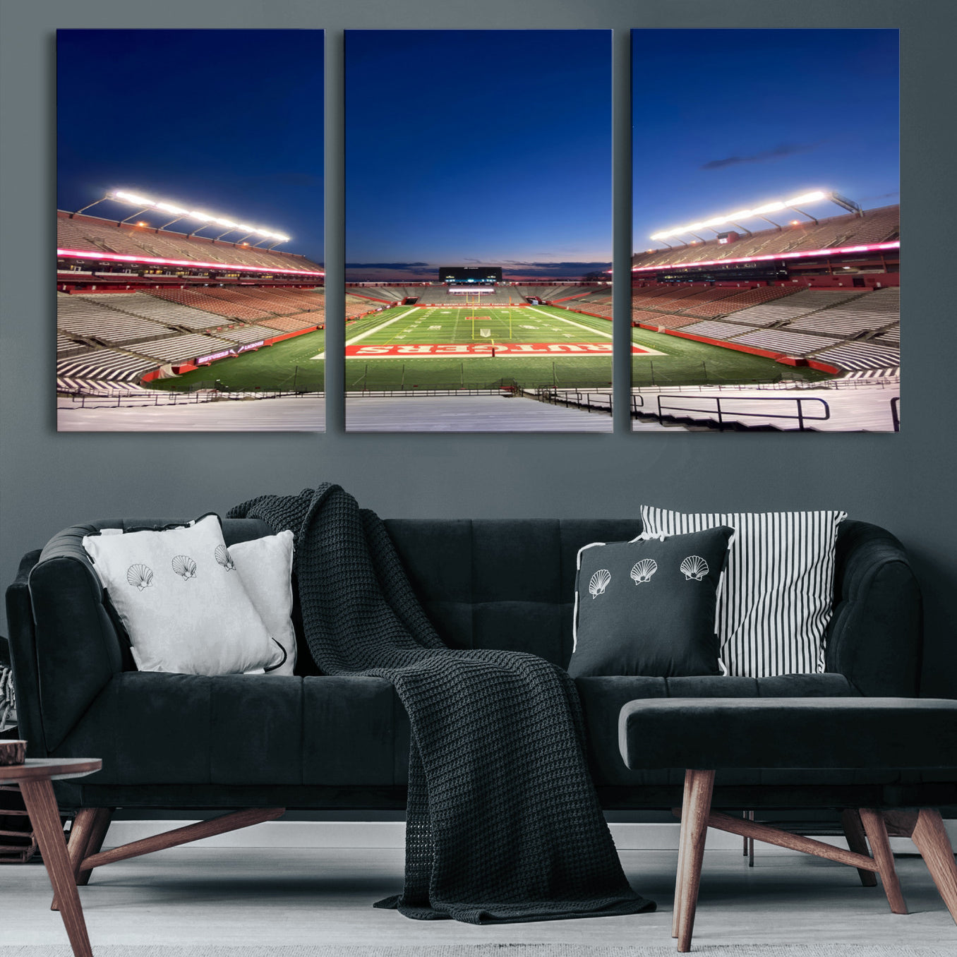 15051-MGV-CV-60X30-3P-Rutgers Scarlet Knights Football Team Print - Piscataway SHI Stadium Wall Art Canvas Print