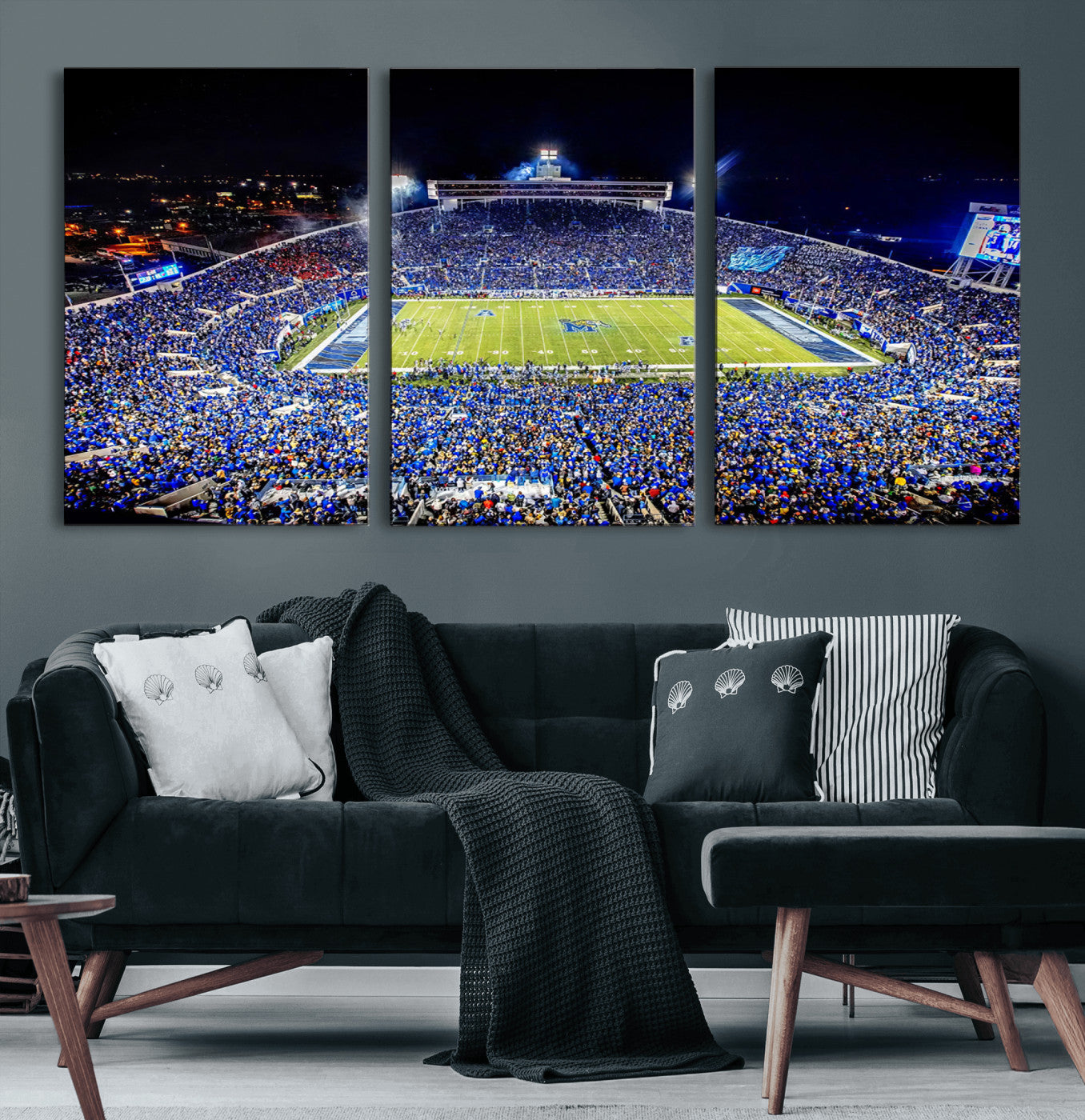 11665-MGV-CV-36X24-University of Memphis Tigers Football Team Print - Memphis Simmons Bank Liberty Stadium Wall Art