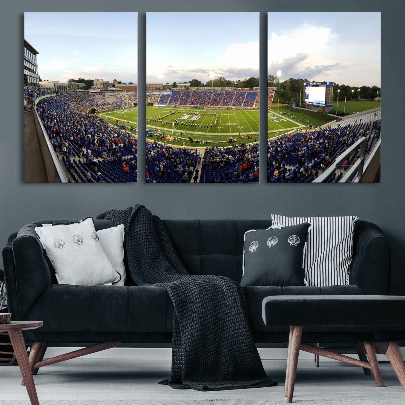44850-MGV-CV-60X30-3P-The Duke University Blue Devils Football Team Print - Durham Wallace Wade Stadium Wall Art Canvas