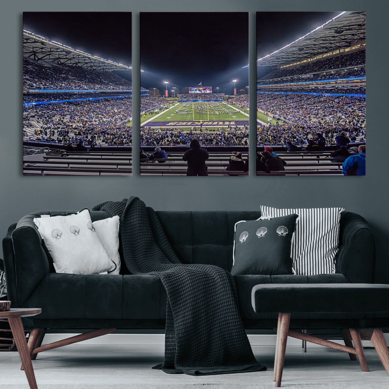 85780-MGV-CV-60X30-3P-The University of Washington Huskies Football Team Print - Seattle Husky Stadium Wall Art Canvas