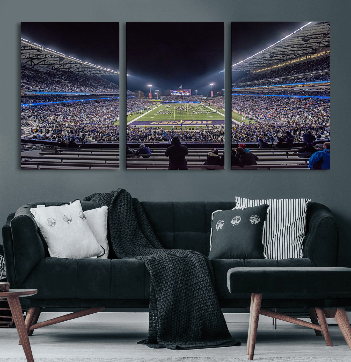 85780-MGV-CV-60X30-3P-The University of Washington Huskies Football Team Print - Seattle Husky Stadium Wall Art Canvas