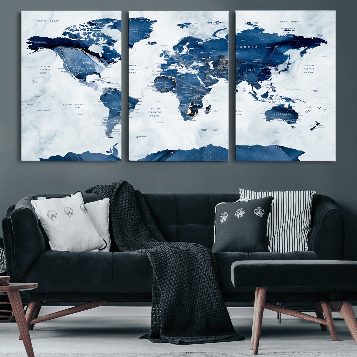 44436-MGV-CV-60X30-3P-Push Pin World Map Canvas Print – Travel Tracker Wall Art for Couples, Perfect Anniversary Gift for Home or Office Decor