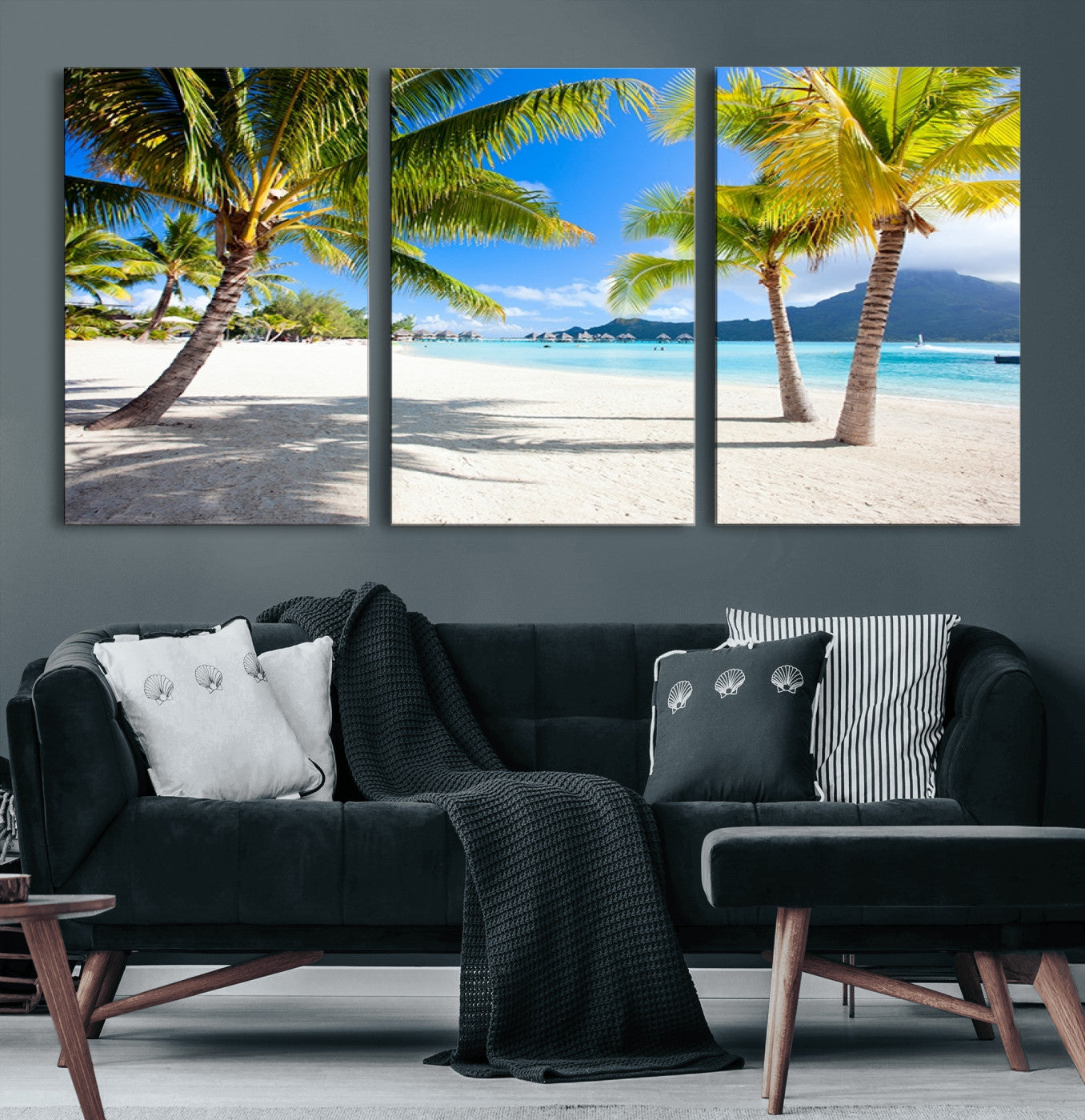 52513-MGV-CV-60X30-3P-Blue Beach and Sea Wall Art Canvas Print