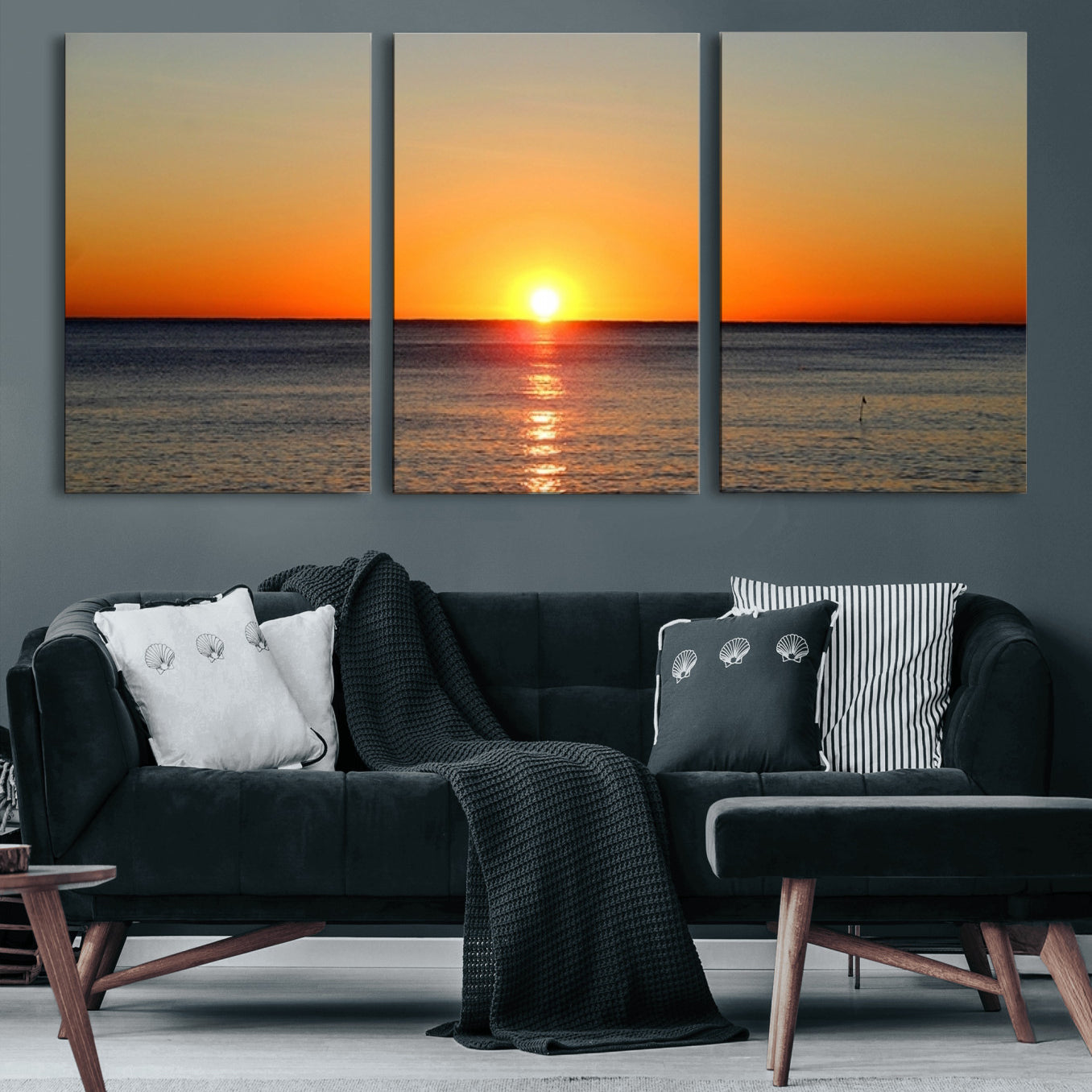 54676-MGV-CV-36X24-Golden Horizon Sunset Over Ocean Wall Art Canvas Print – Tropical Beach Canvas Wall Art – Giclee