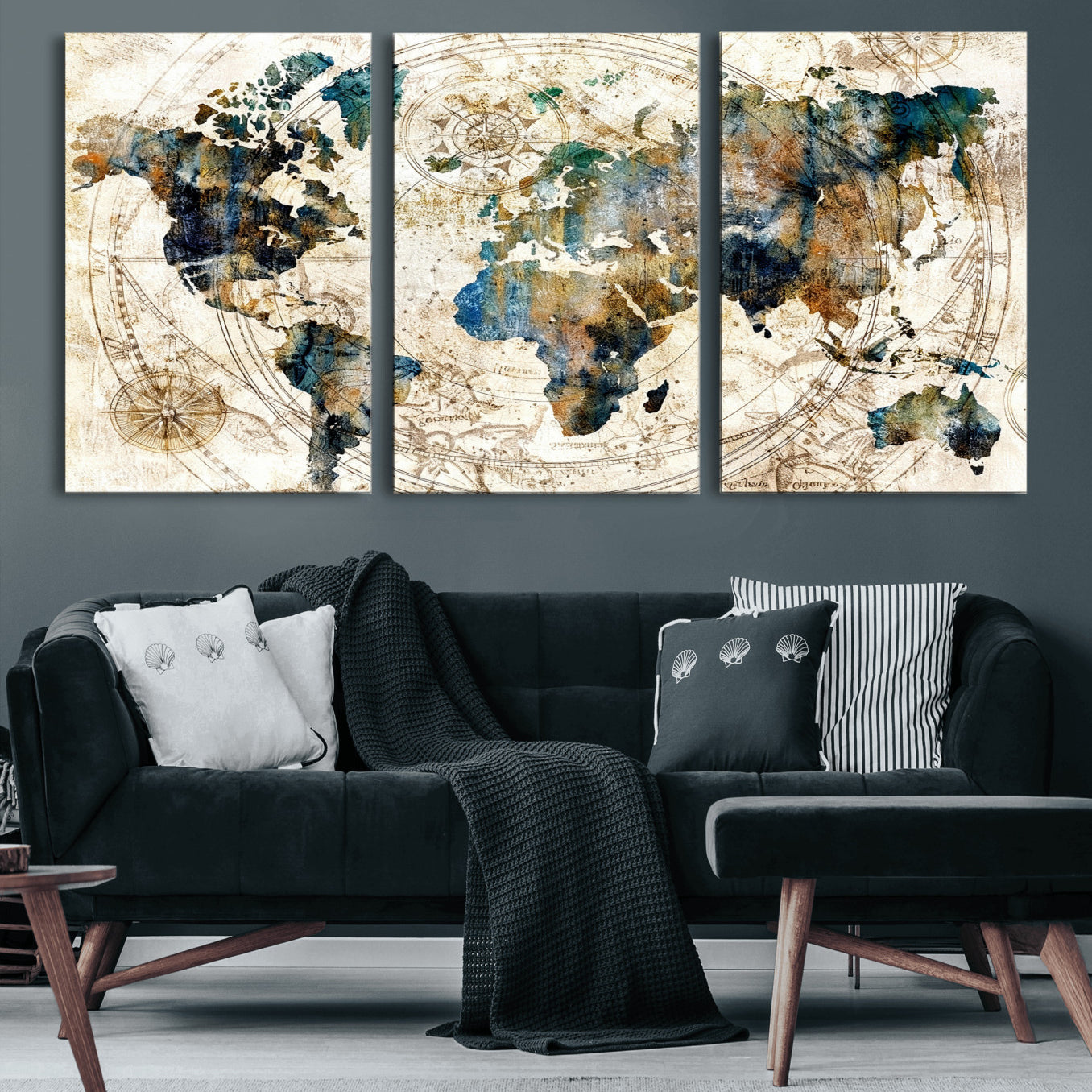 10554-MGV-CV-36X24 - Abstract World Map Art Print Canvas Print