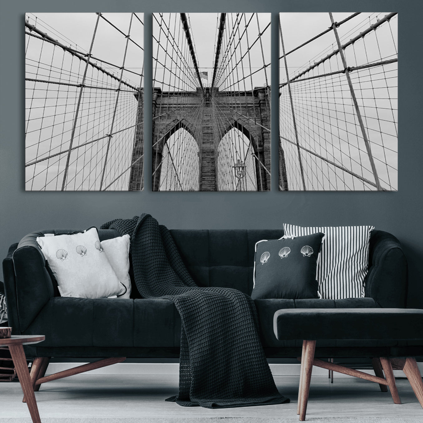 31341-MGV-CV-36X24 - Large Brooklyn Bridge Wall Art Canvas Print for Urban Home Living Room Decor