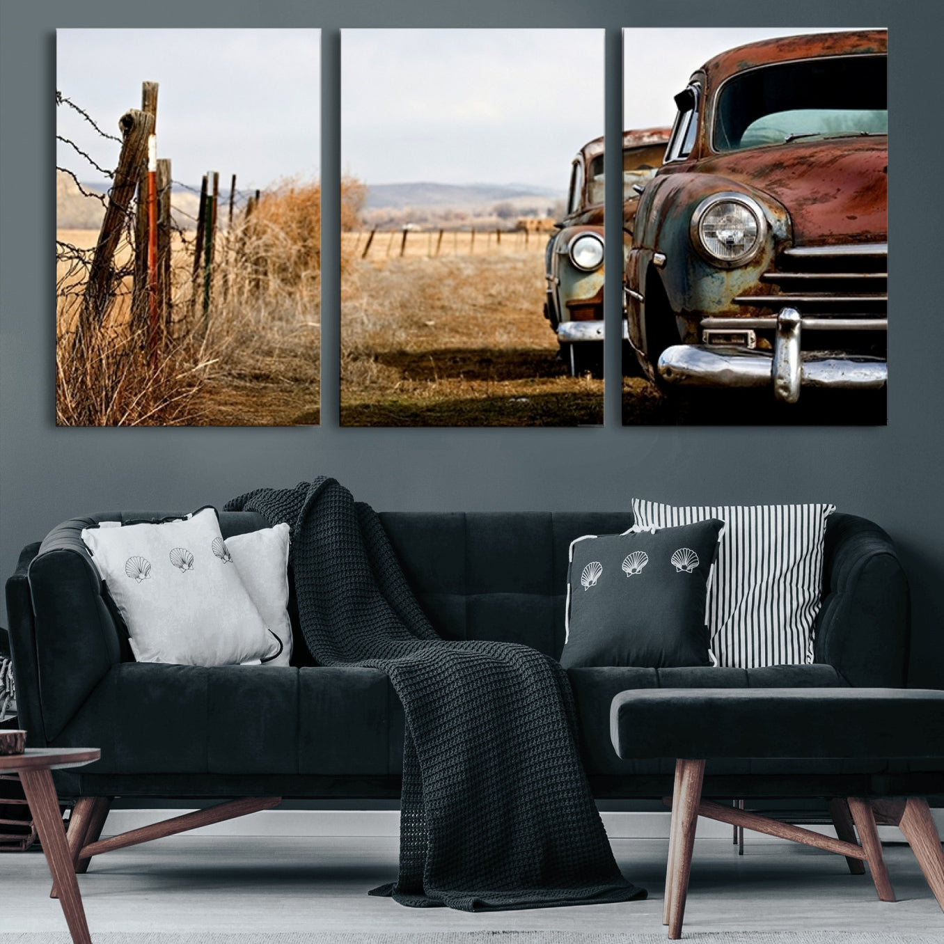 33308-MGV-CV-60X30-3P-Classic Cars Vintage Wall Art Canvas Print