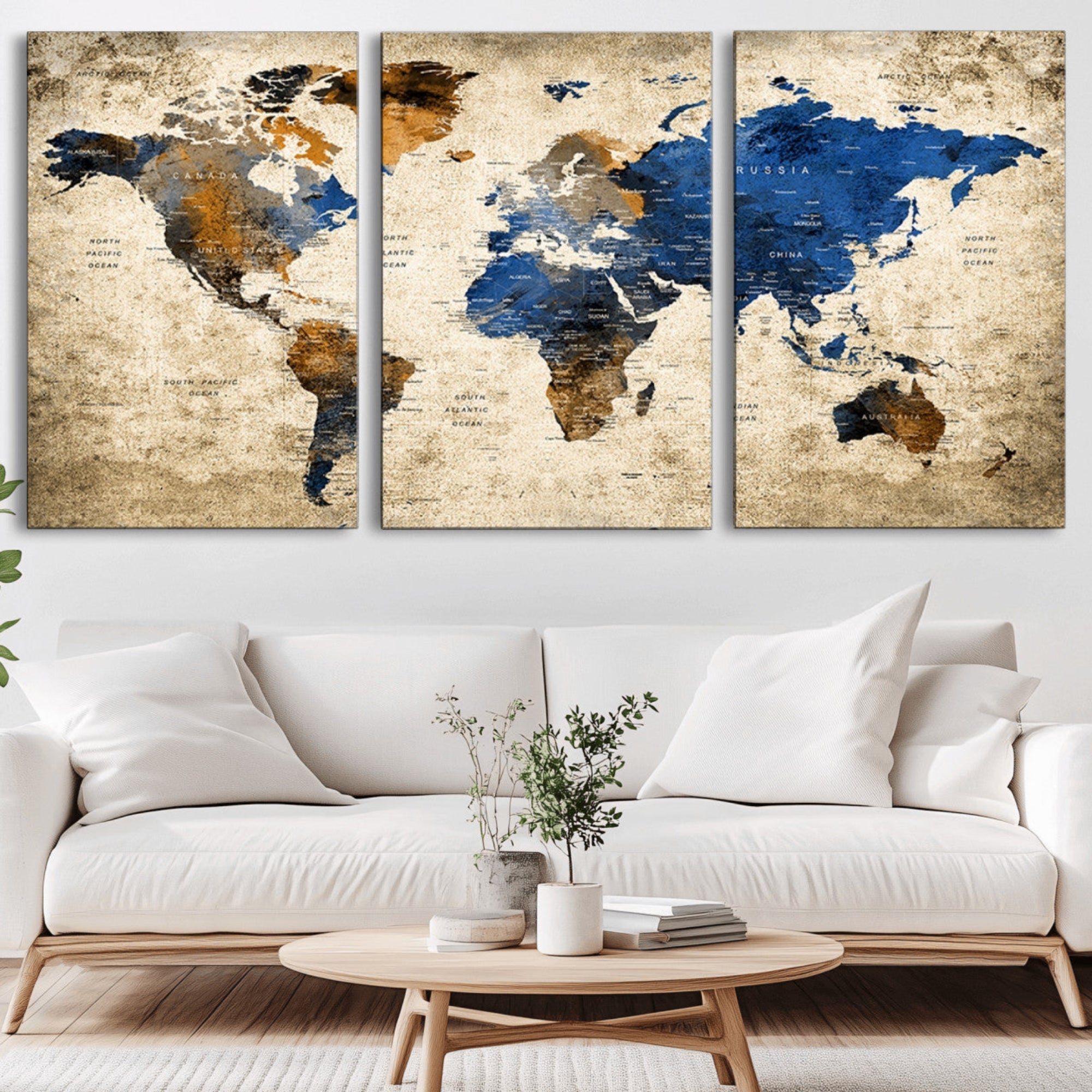 82930-MGV-CV-36X24-Push Pin World Map Canvas Print – Travel Tracker Wall Art for Couples, Perfect Anniversary Gift for Home or Office Decor