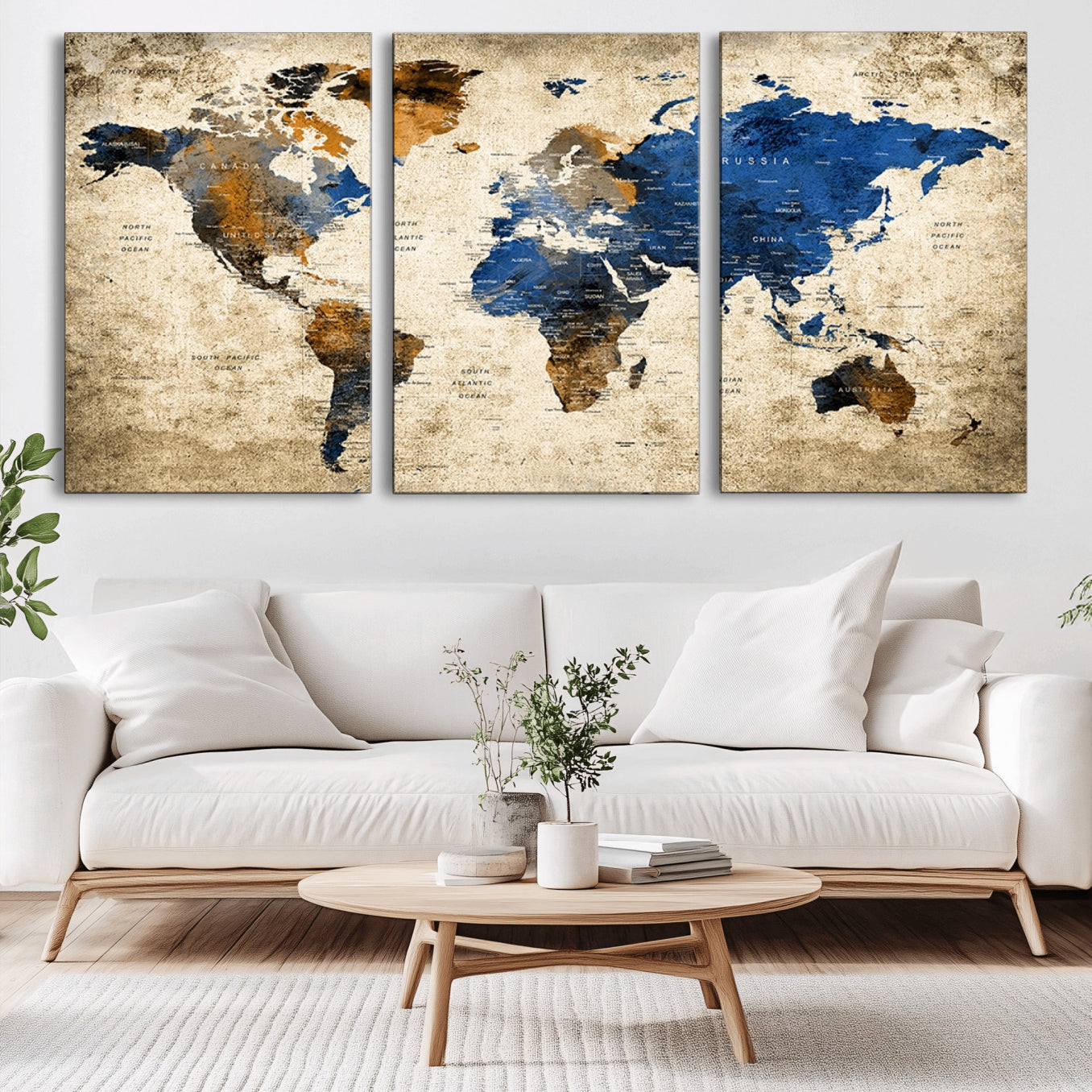 82930-MGV-CV-36X24-Push Pin World Map Canvas Print – Framed Travel Map Wall Art for Couples, Unique Gift Anniversary or Home Decor