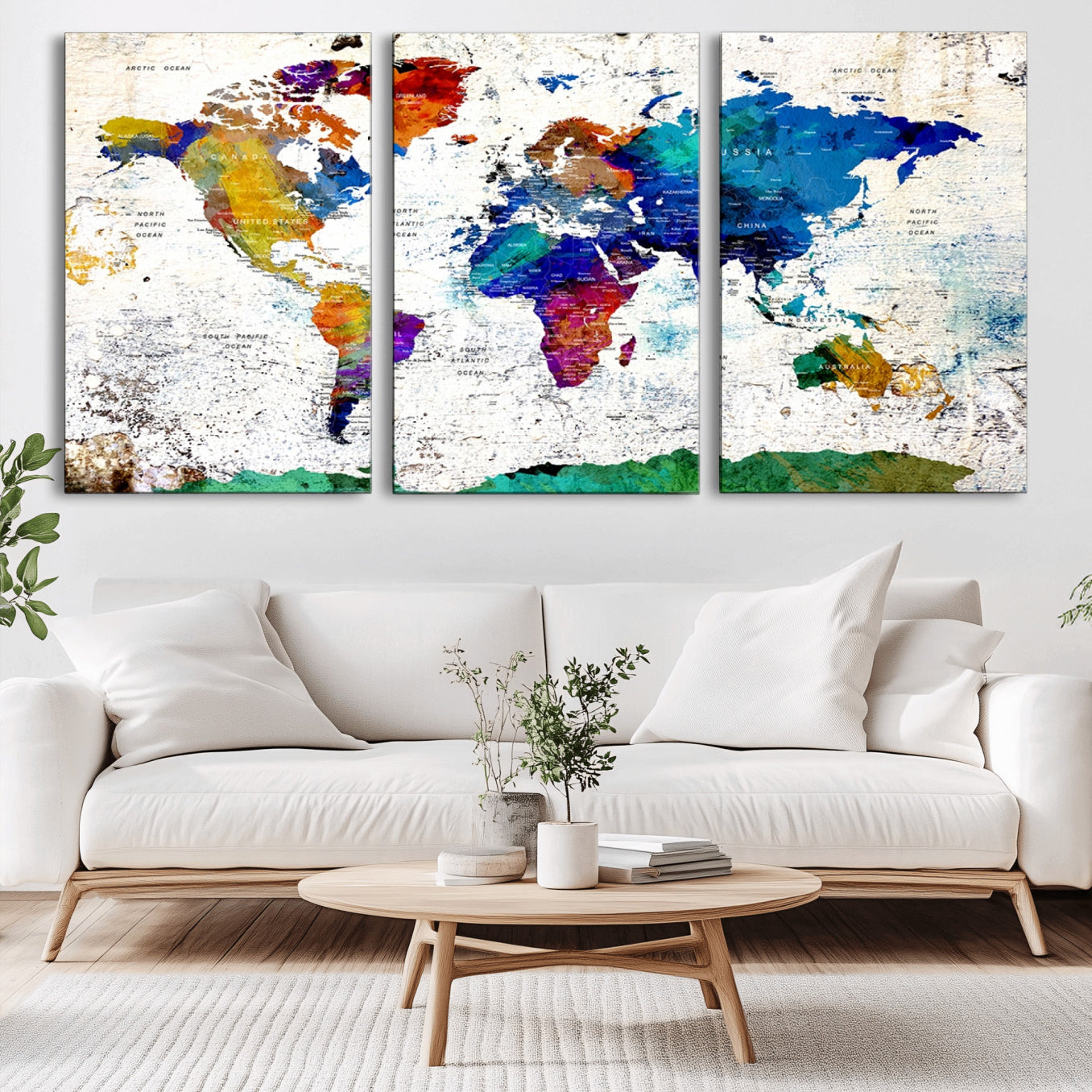 47974-MGV-CV-36X24-Push Pin World Map Canvas Print – Travel Tracker Wall Art for Couples, Perfect Anniversary Gift for Home or Office Decor