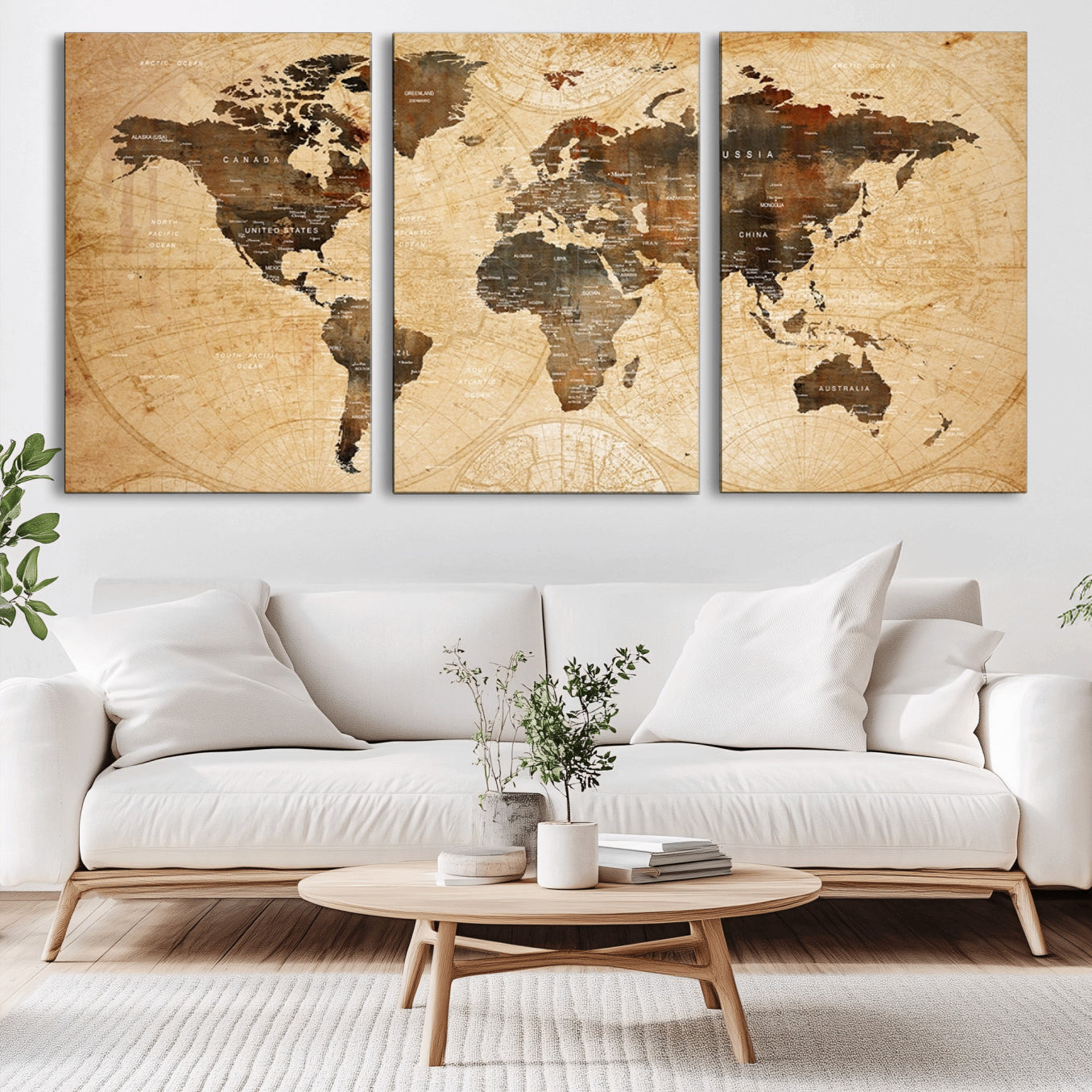 -Push Pin World Map Canvas Print – Framed Travel Tracker Wall Art for Couples, Perfect Anniversary Gift and Home Decor