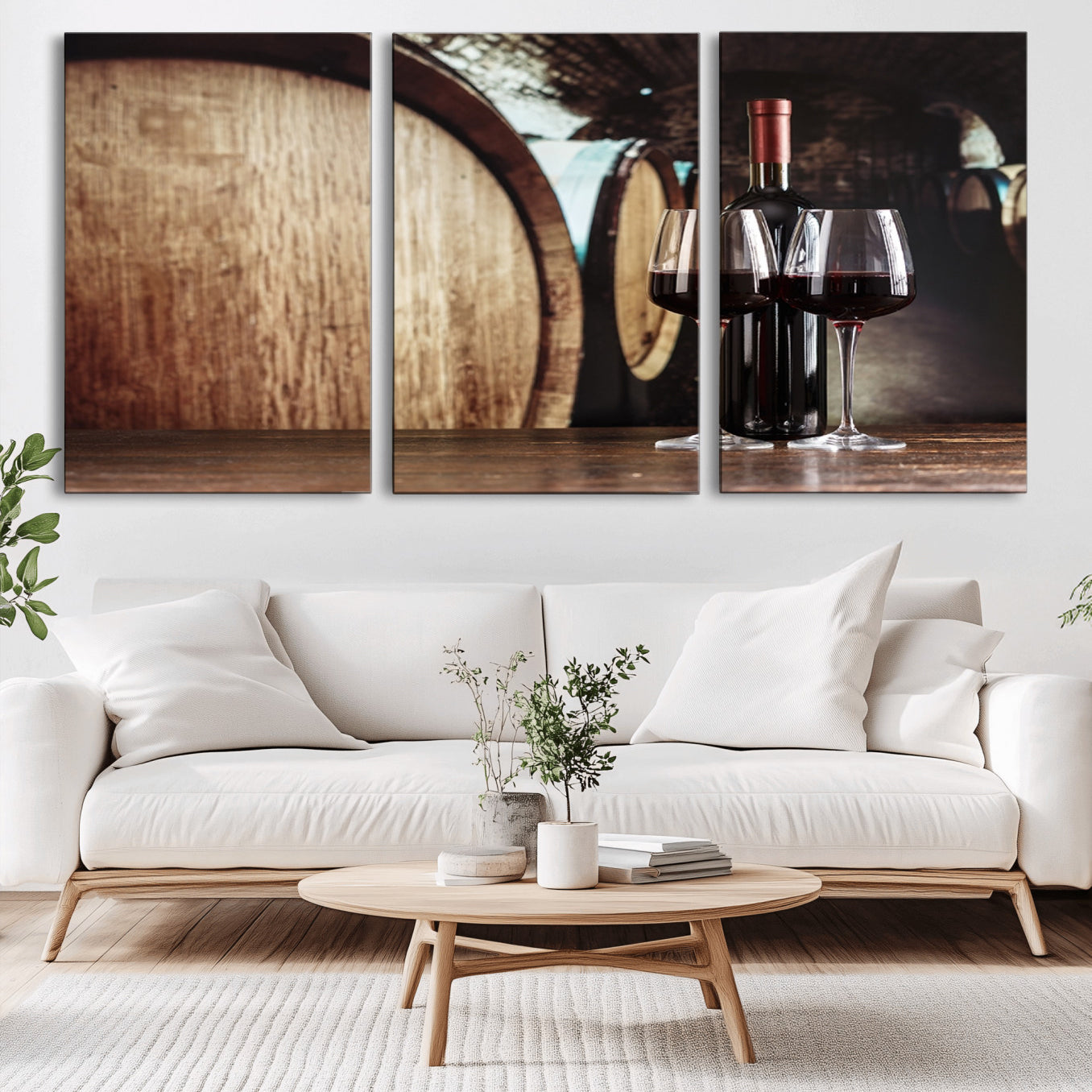 -Wine and Barrel Wall Art Canvas Print