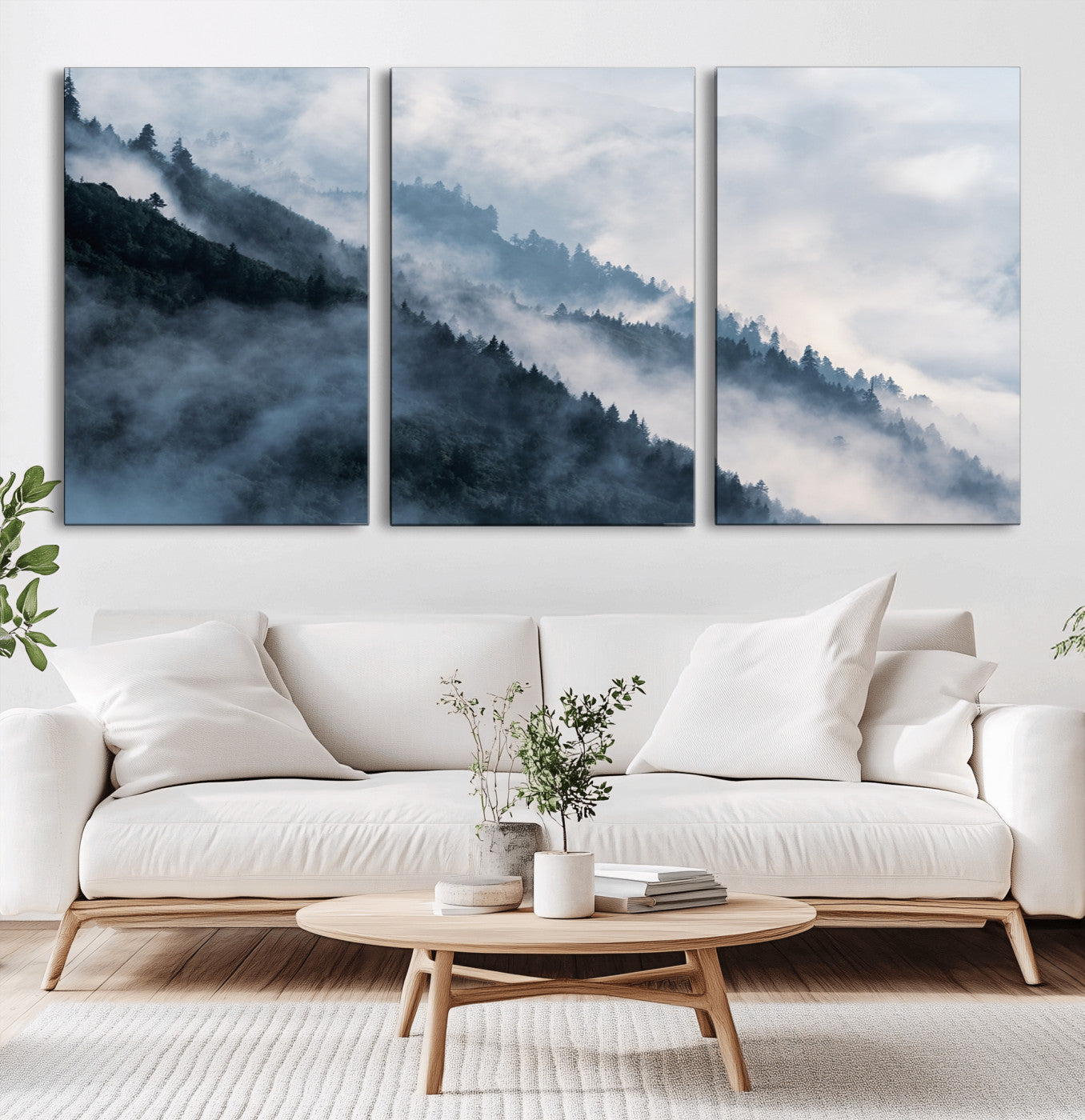 -Foggy Forest Wall Art Canvas Print – Misty Mountain Landscape Decor – Ready to Hang Nature-Inspired
