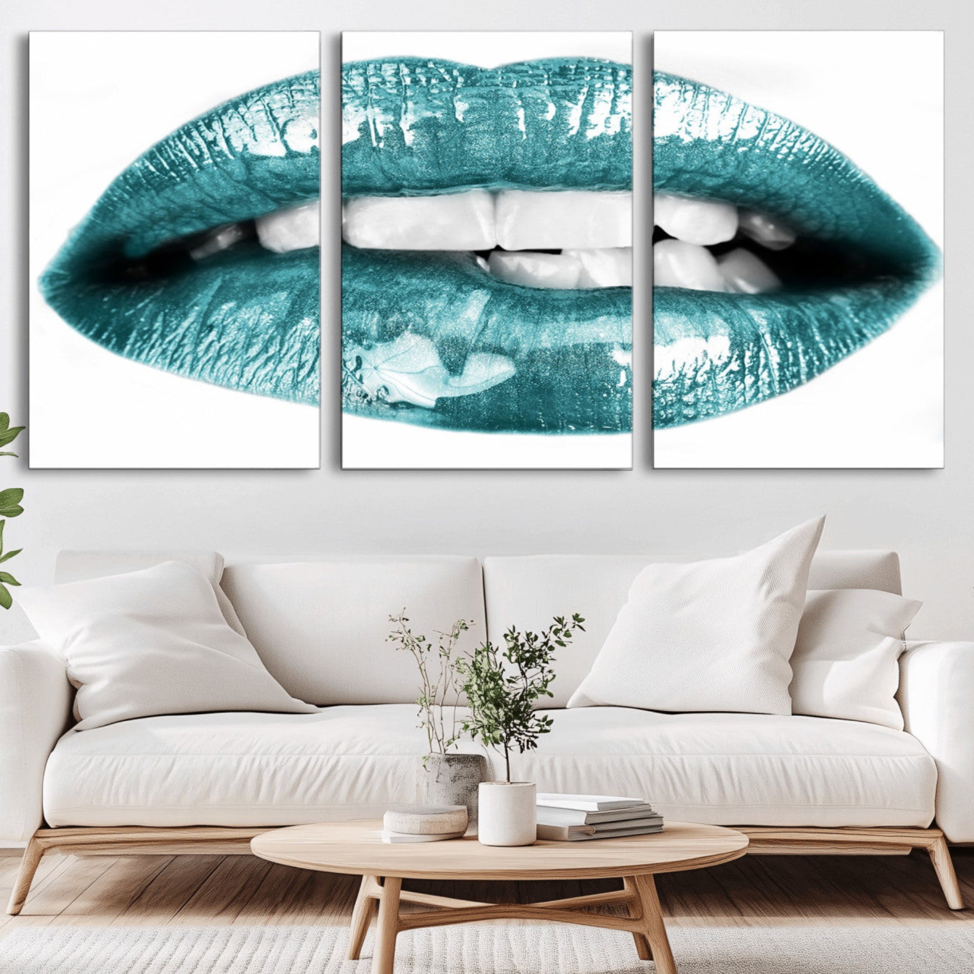 72429-MGV-CV-36X24-Blue Lips Wall Art Canvas Print