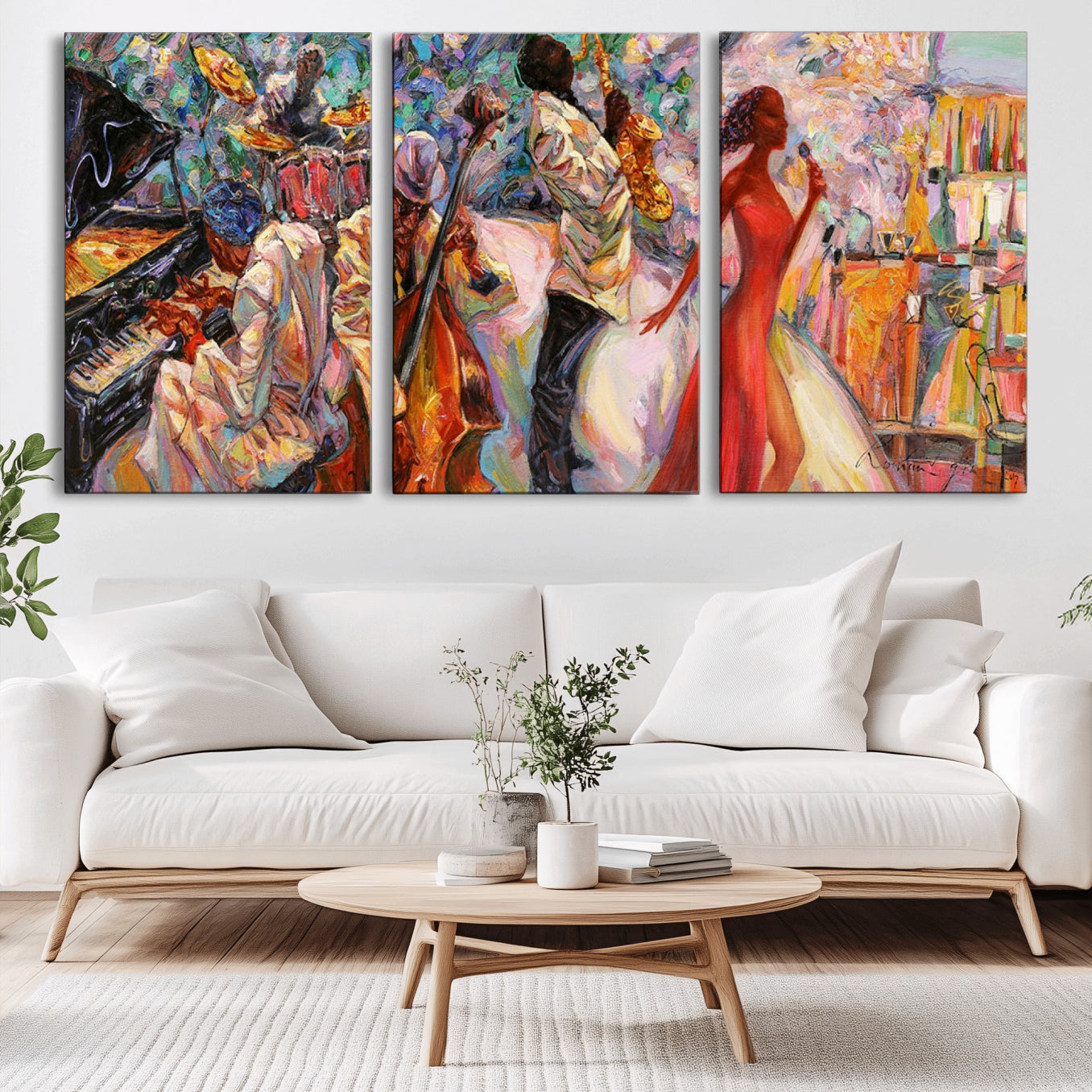 -Abstract Afro American Jazz Canvas Wall Art | Music-Inspired Painting for Dining Room, Living Room,