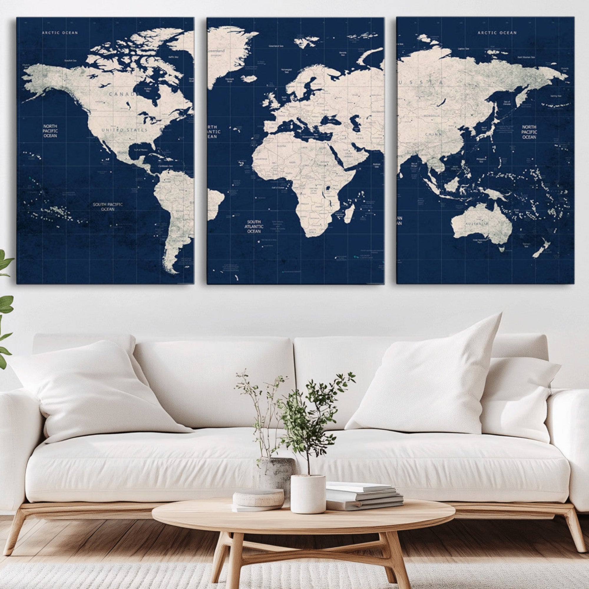 17866-MGV-CV-36X24-Push Pin World Map Canvas Print – Travel Tracker Wall Art for Couples, Perfect Anniversary Gift for Home or Office Decor