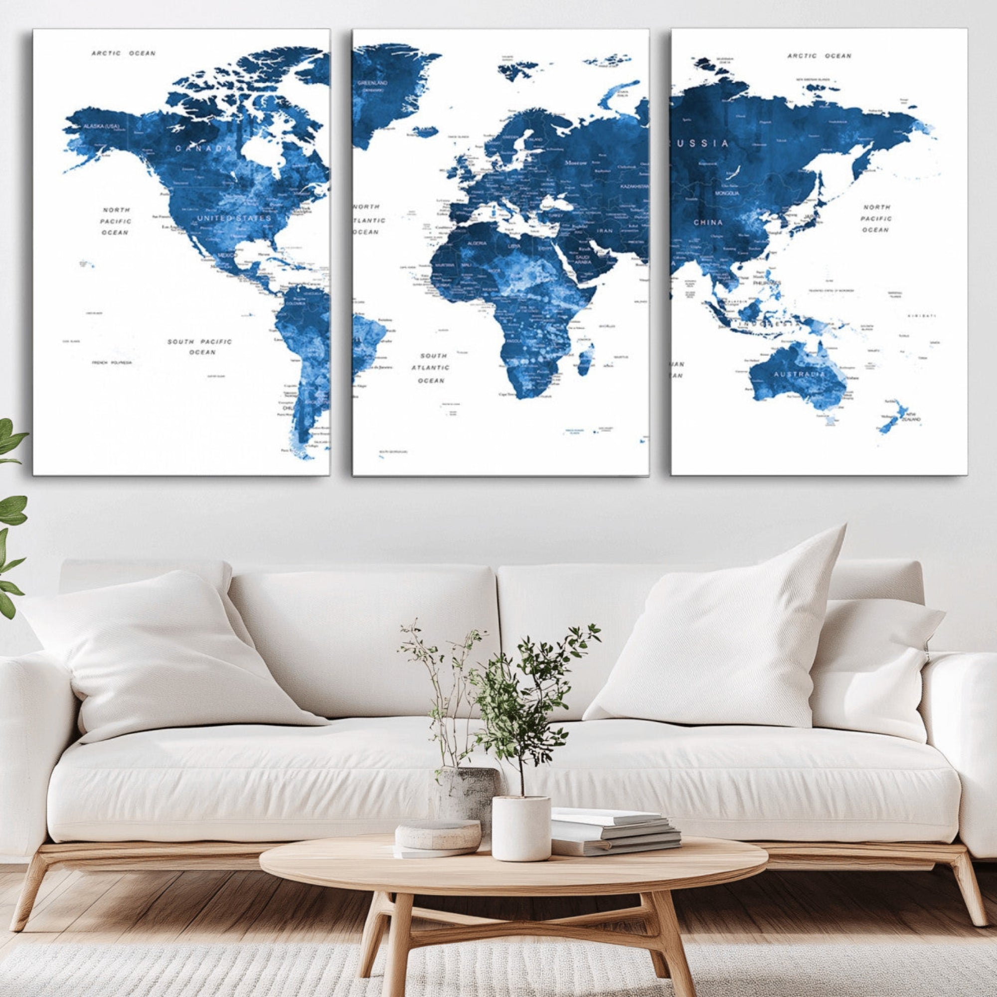 22546-MGV-CV-36X24-Push Pin World Map Canvas Print – Framed Travel Tracker Wall Art for Couples, Anniversary Gift and Modern Home Decor