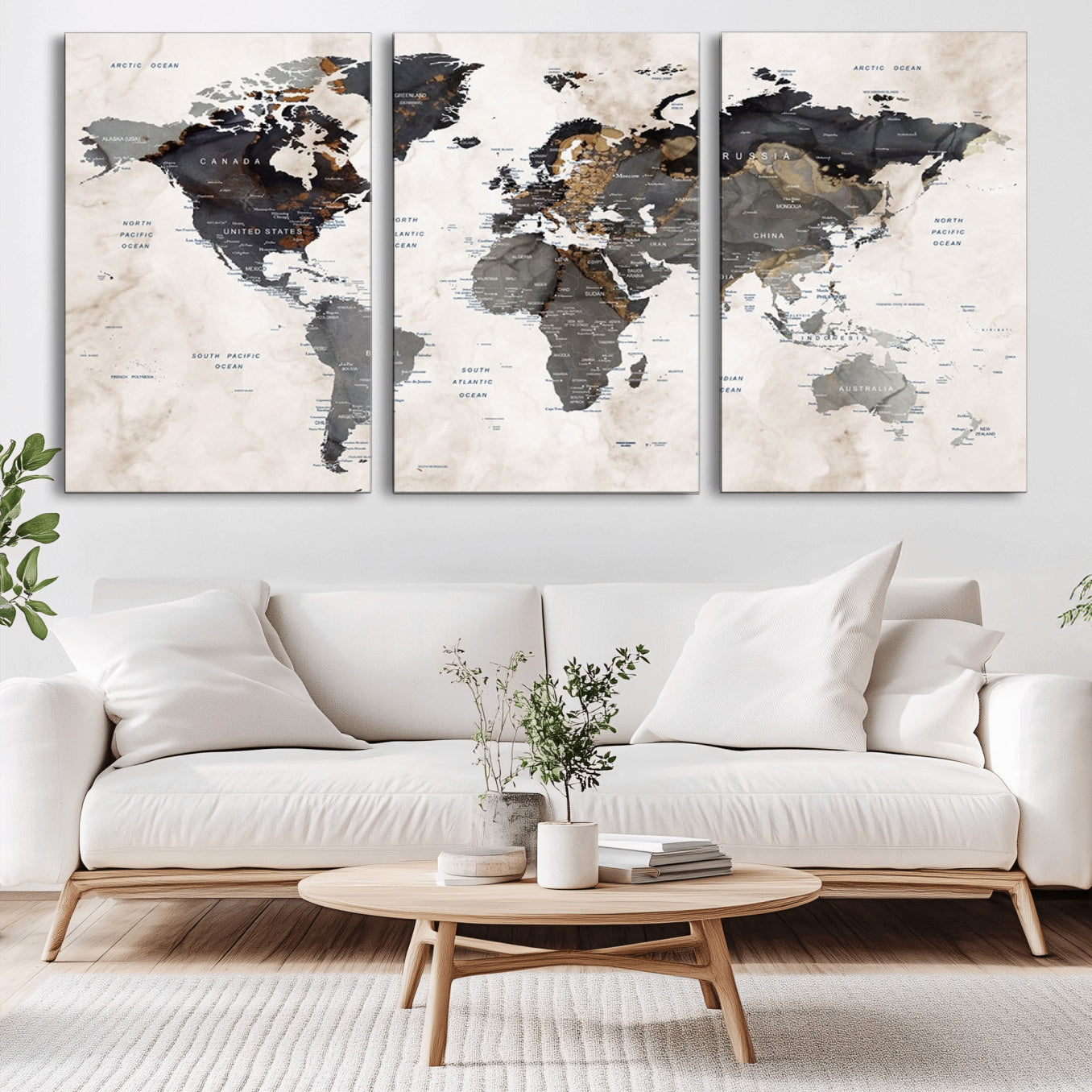 48937-MGV-CV-36X24-Push Pin World Map Canvas Print – Framed Travel Tracker Wall Art for Couples, Romantic Anniversary Gift and Home Decor