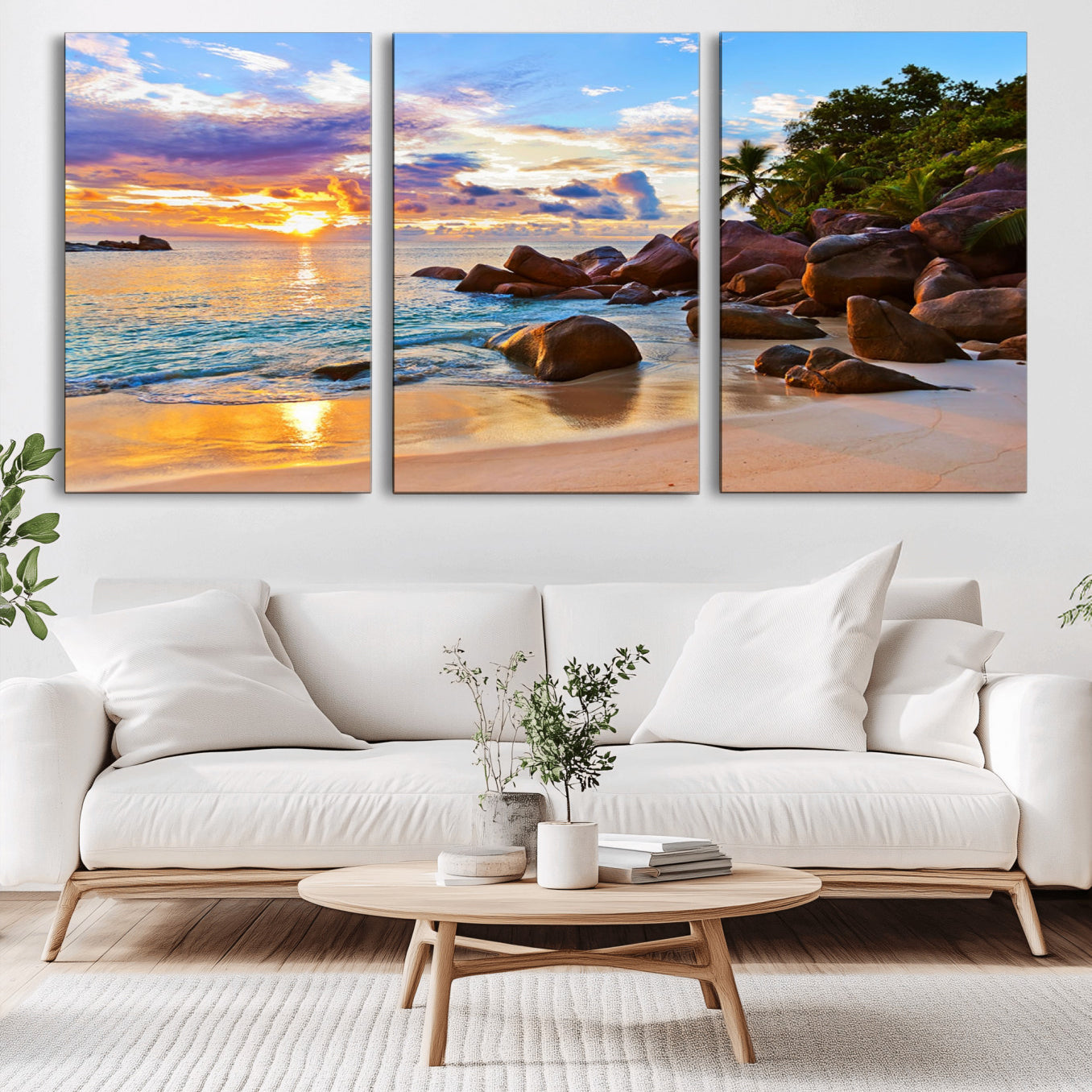 -Tropical Island Beach Sunset Canvas Print