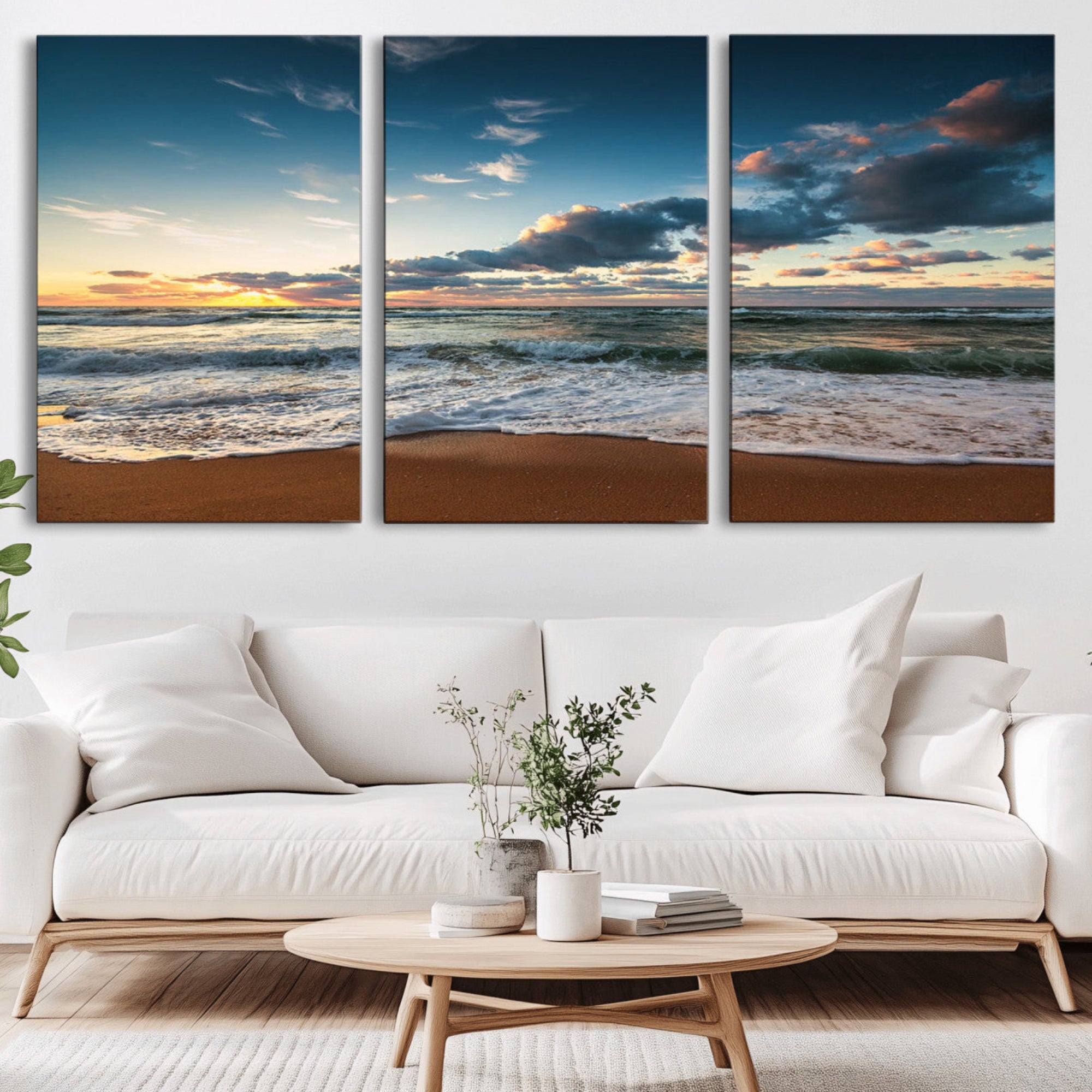 58103-MGV-CV-36X24-Ocean Beach Wall Art Canvas Print Sunset Artwork Print Coastal Wall Art