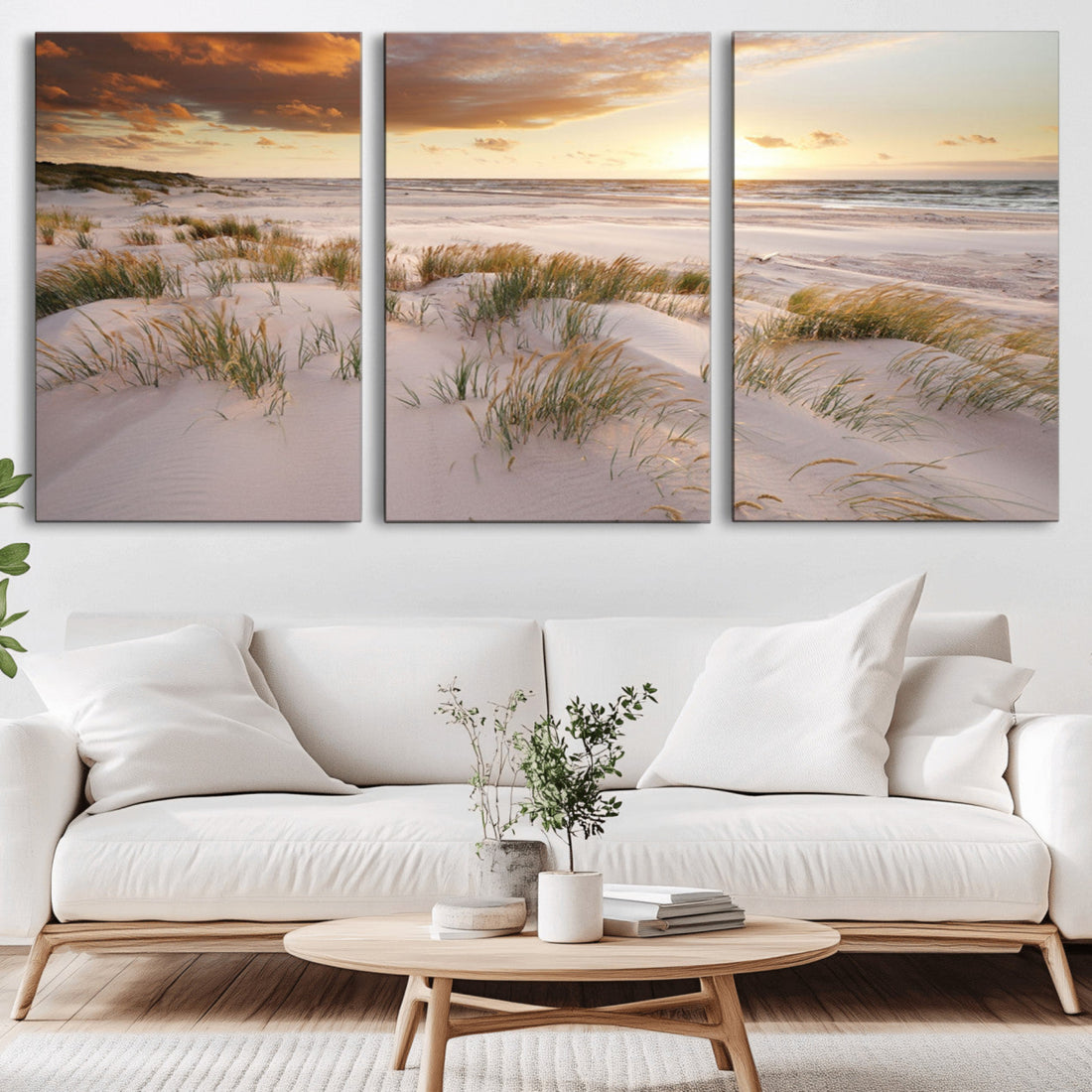 Flight Over Coastal Beach Landscape | Coastal Beach Print Canvas Wall Art