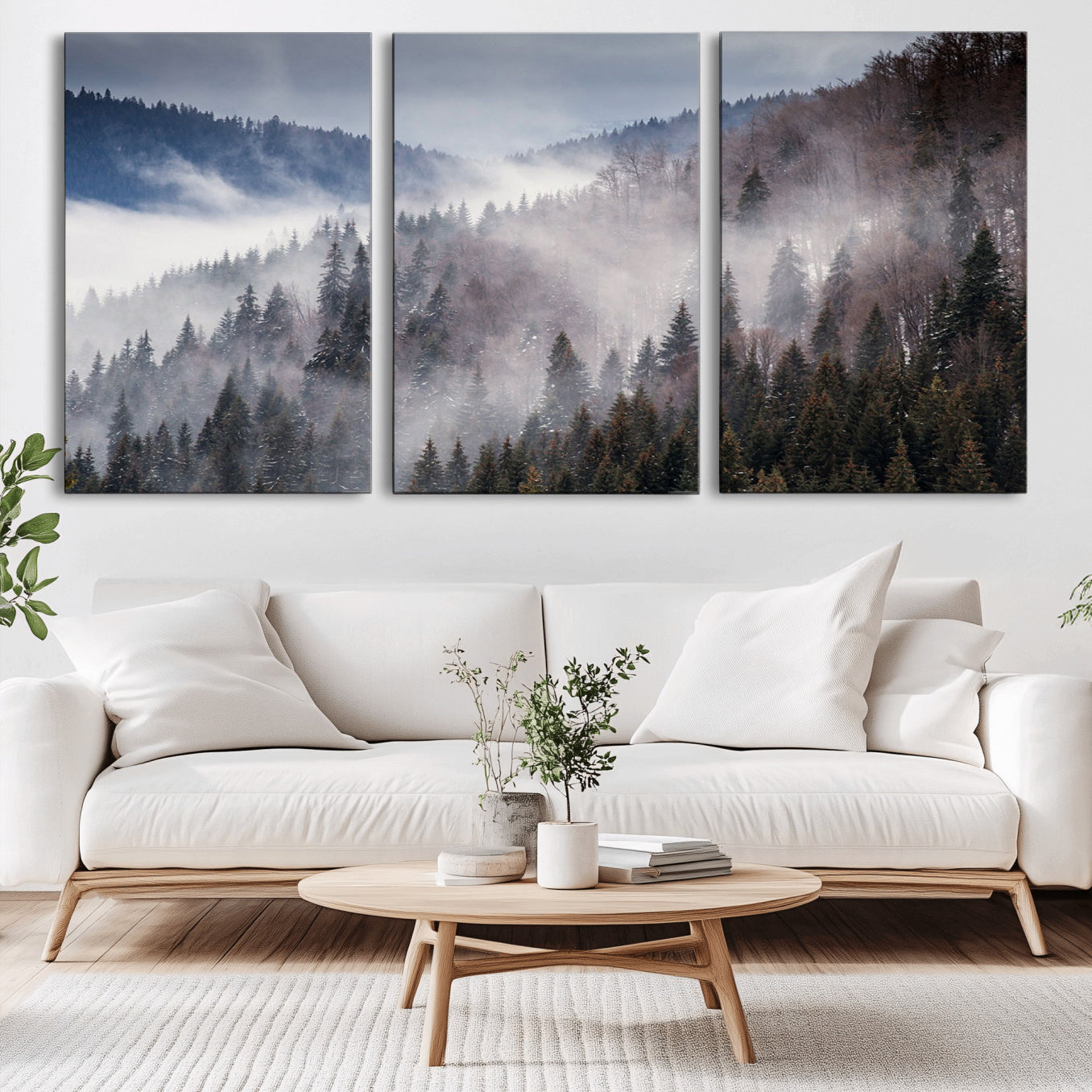 18459-MGV-CV-36X24-Beautiful Rising Fog in Winter Mountain Landscape- Framed Rising Fog in Winter Mountain Canvas