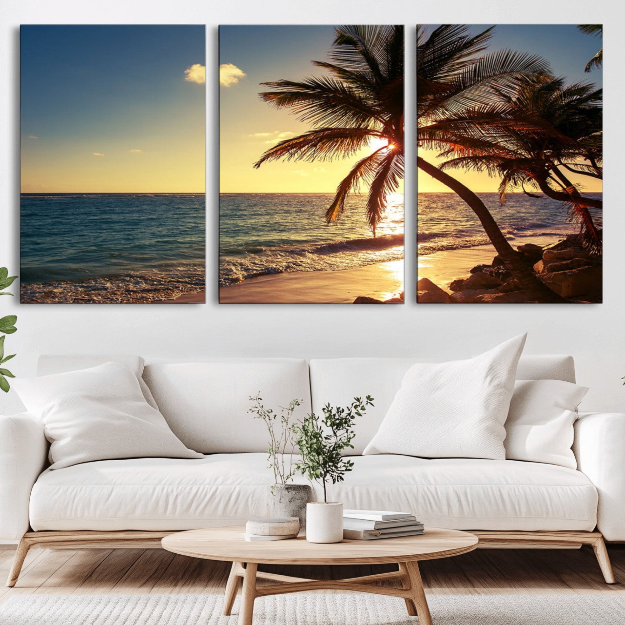 82710-MGV-CV-36X24-Sunset Palm Trees Wall Art Canvas Print