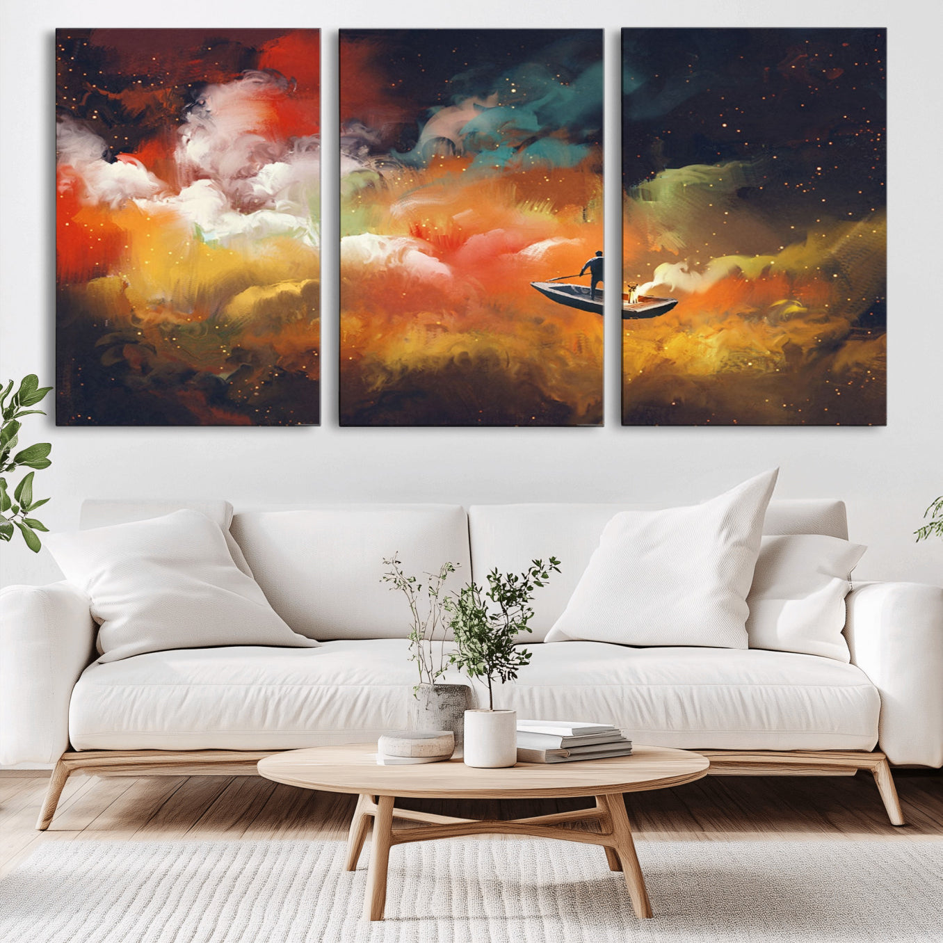 45085-MGV-CV-36X24-Surreal Space Adventure Canvas Wall Art – Dreamlike Abstract Galaxy Print – Framed and Ready to Hang