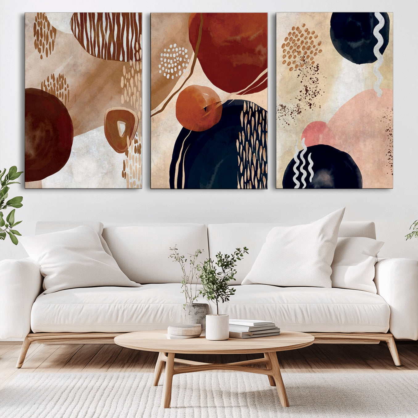 52048-MGV-CV-36X24-Boho Wall Art Canvas Print Set Mid-Century Prints Bohemian Wall Artwork Prints Boho Neutral