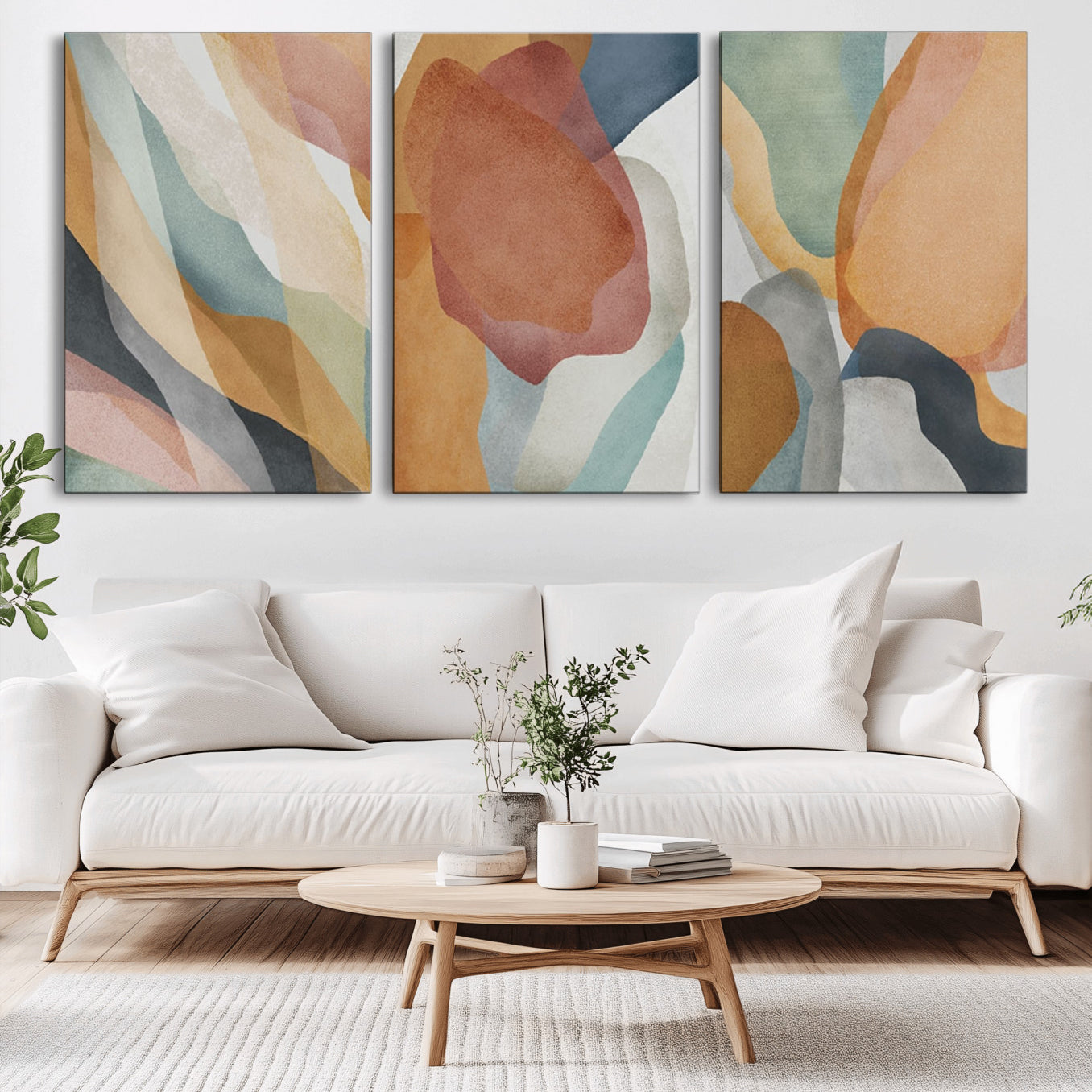-Boho Wall Art Canvas Print Set, Watercolor Boho Wall Art Canvas