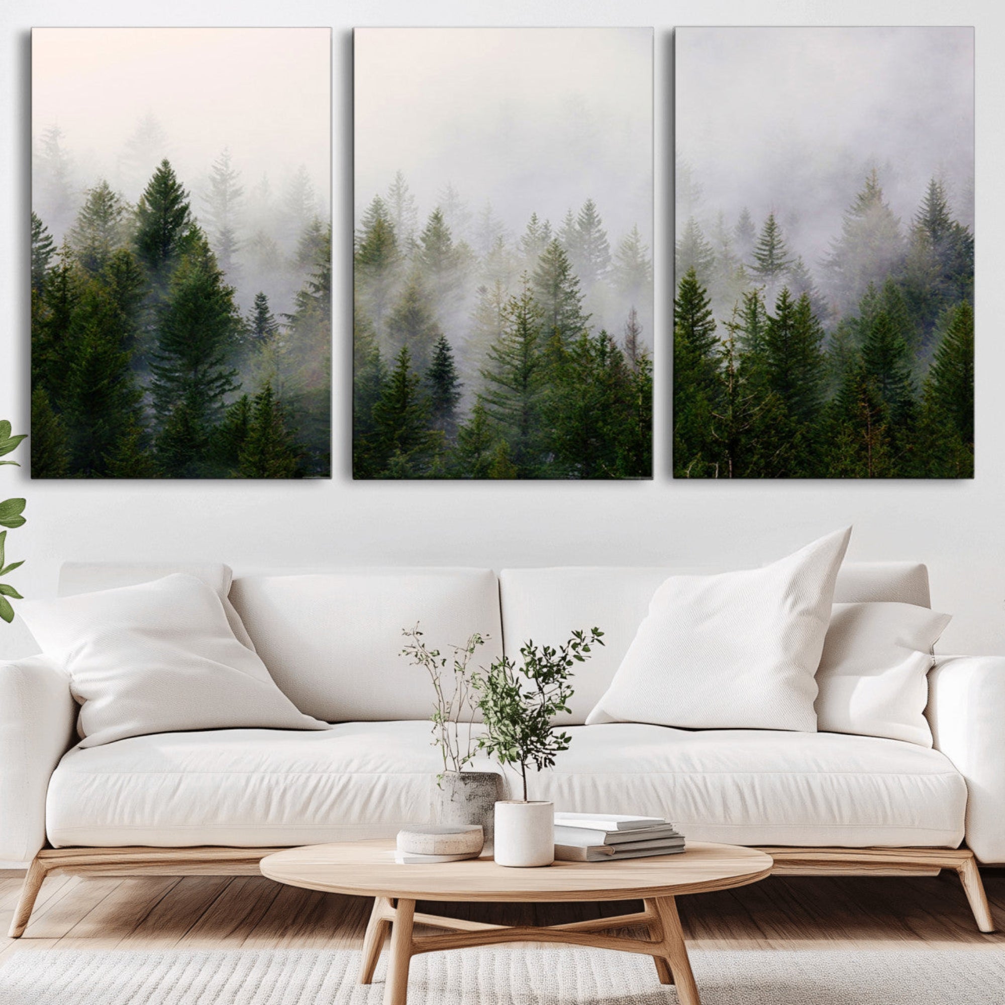 11436-MGV-CV-36X24-Forest Wall Art Canvas Print | Foggy Forest Wall Art | Pine Wood Forest Print
