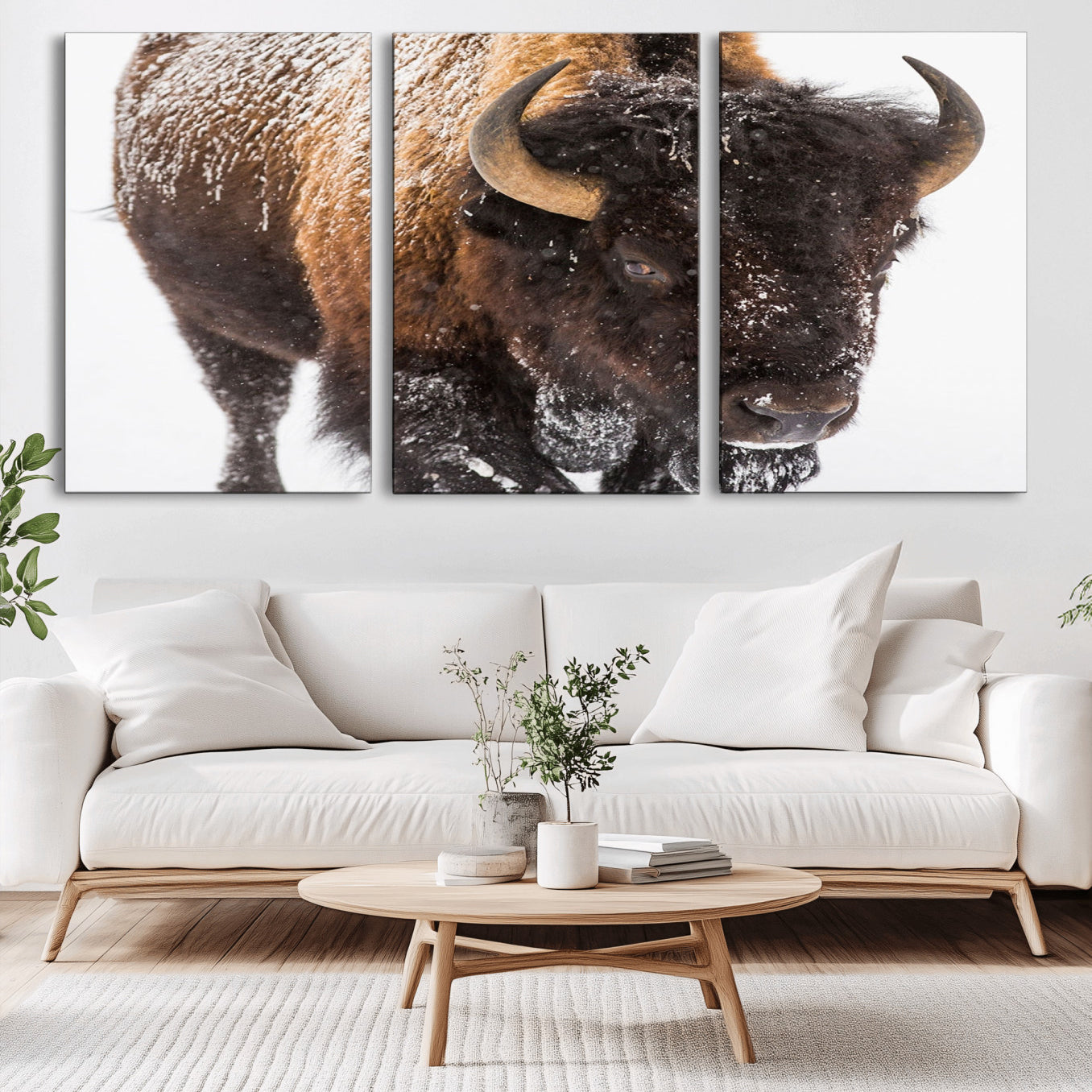 -Bison Wall Art Canvas Print For Farmhouse, Wild Animal Wall Art, Framed Wild Bison Wall Art