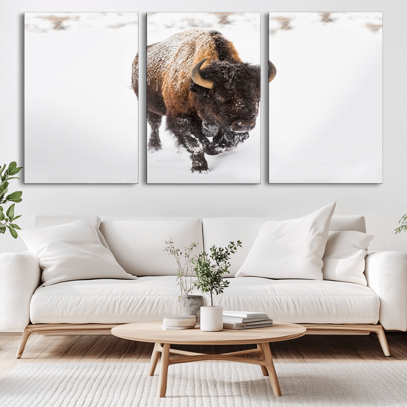 -Bison Winter Wall Art Canvas Print For Farmhouse Decor