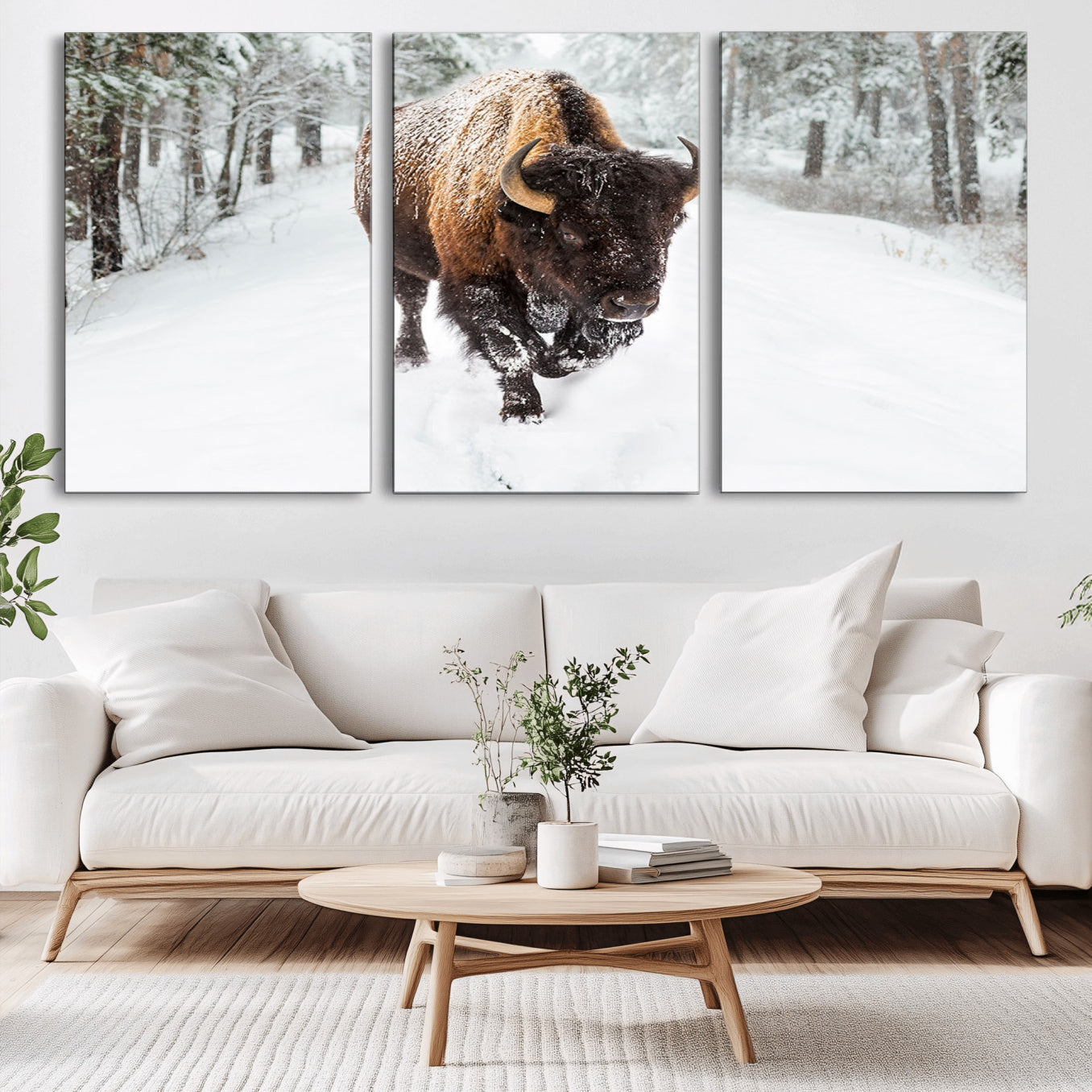 10109-MGV-CV-36X24-Bison Wall Art Canvas Print For Farmhouse, Animal Canvas Print, Wild Animal Wall Art