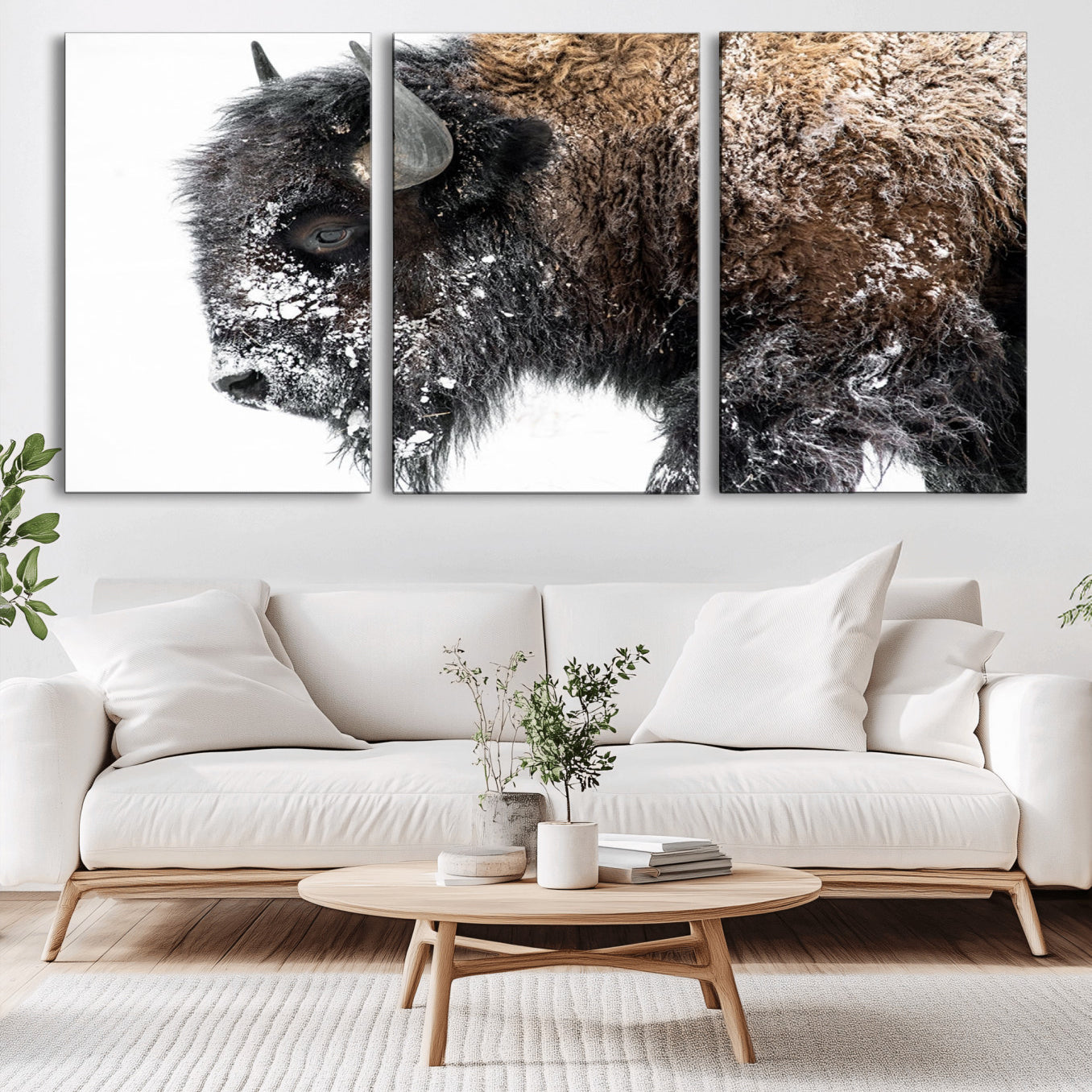 -American Bison Wall Art Print – Majestic Buffalo Canvas Print, Framed Wildlife Wall Decor for Living Room or Office